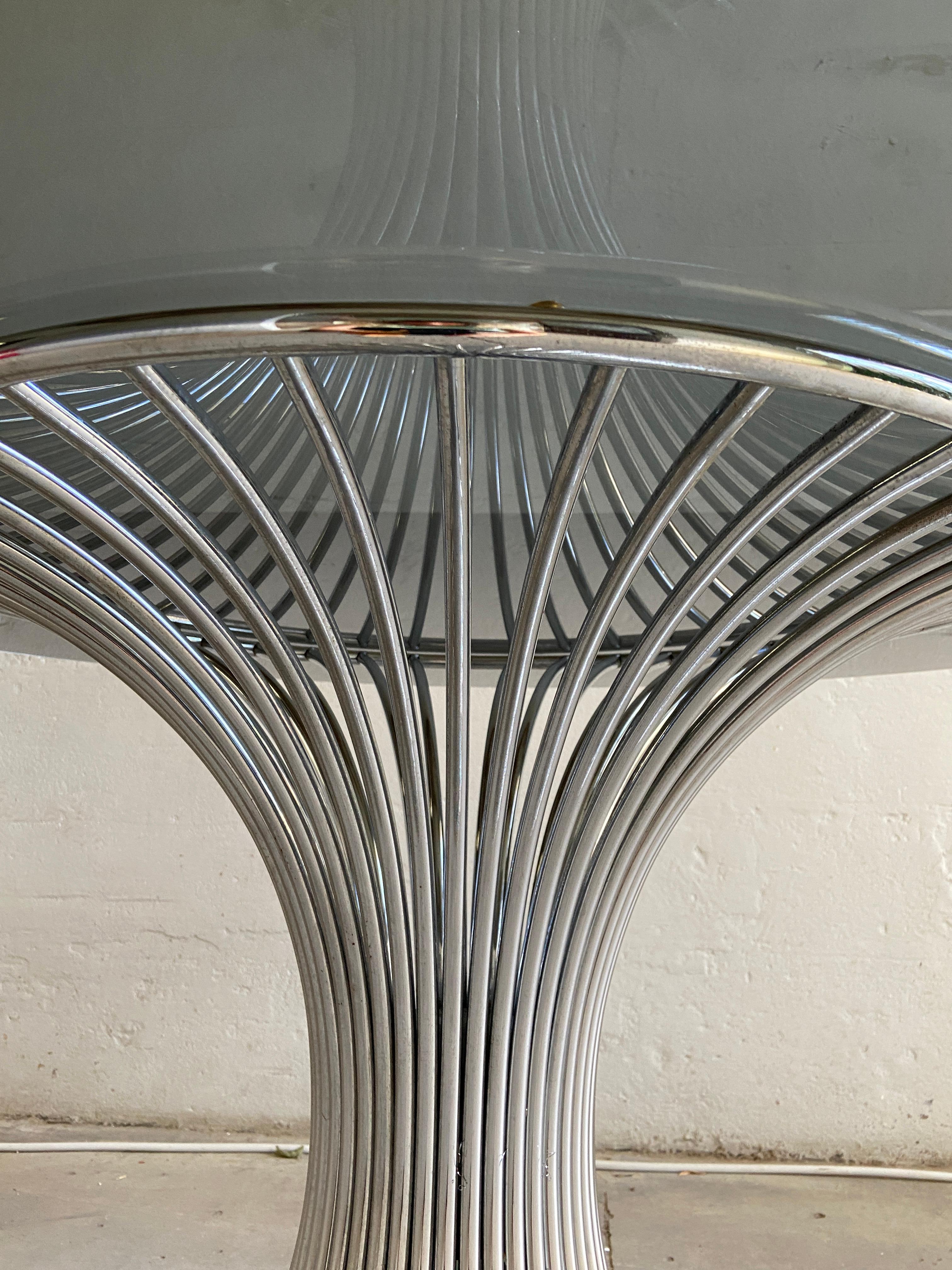 Mid-Century Modern Italian Dining or Center Chrome Table with Smoked Glass Top 4