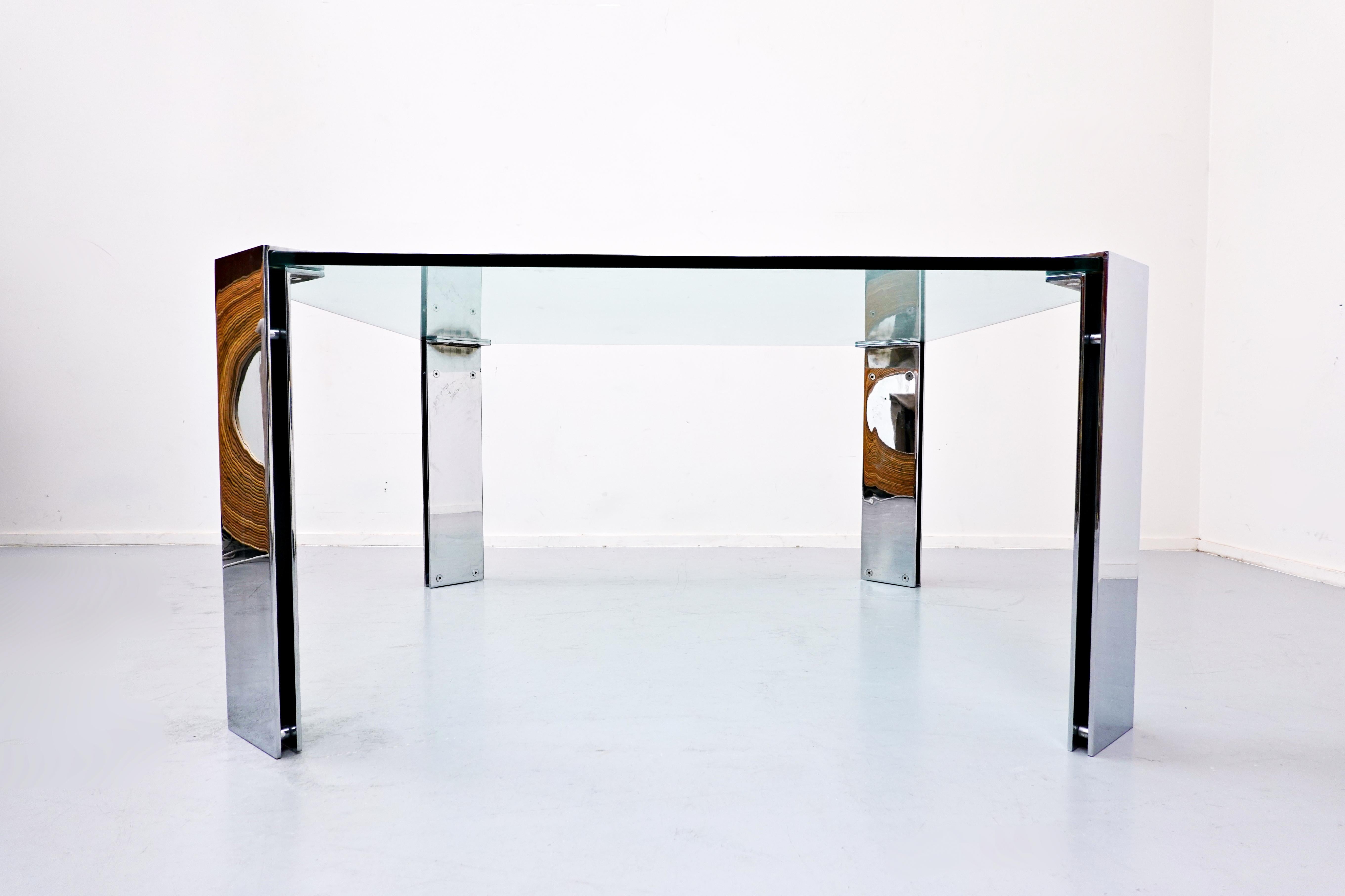 Mid-Century Modern Italian Dining Table in Steel and Glass, 1960s 3