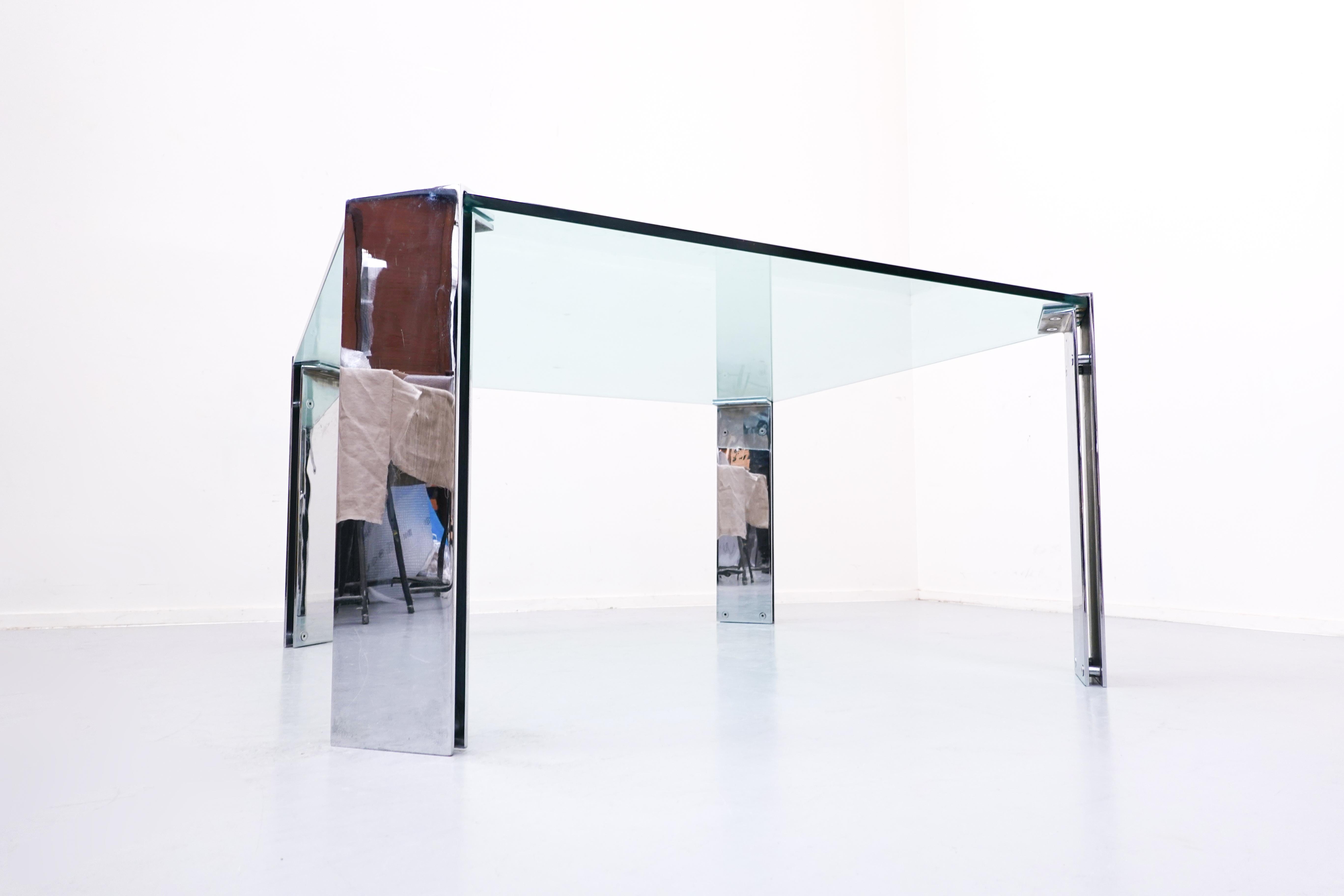Mid-Century Modern Italian Dining Table in Steel and Glass, 1960s 5