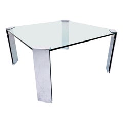 Mid-Century Modern Italian Dining Table in Steel and Glass, 1960s