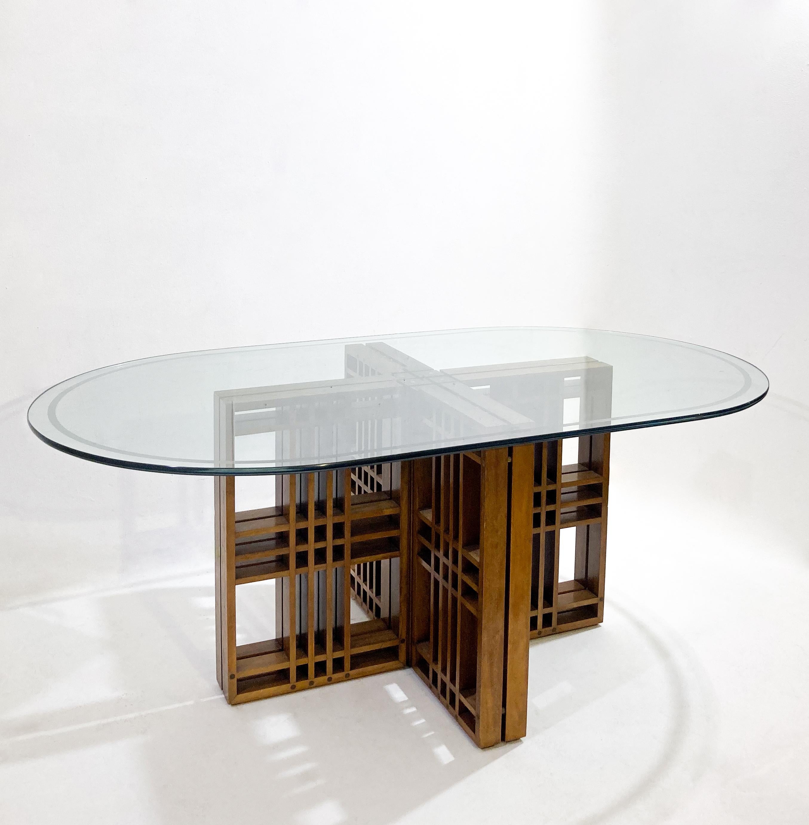 Mid-Century Modern Italian Dining Table, Wood and Glass, 1960s For Sale 12