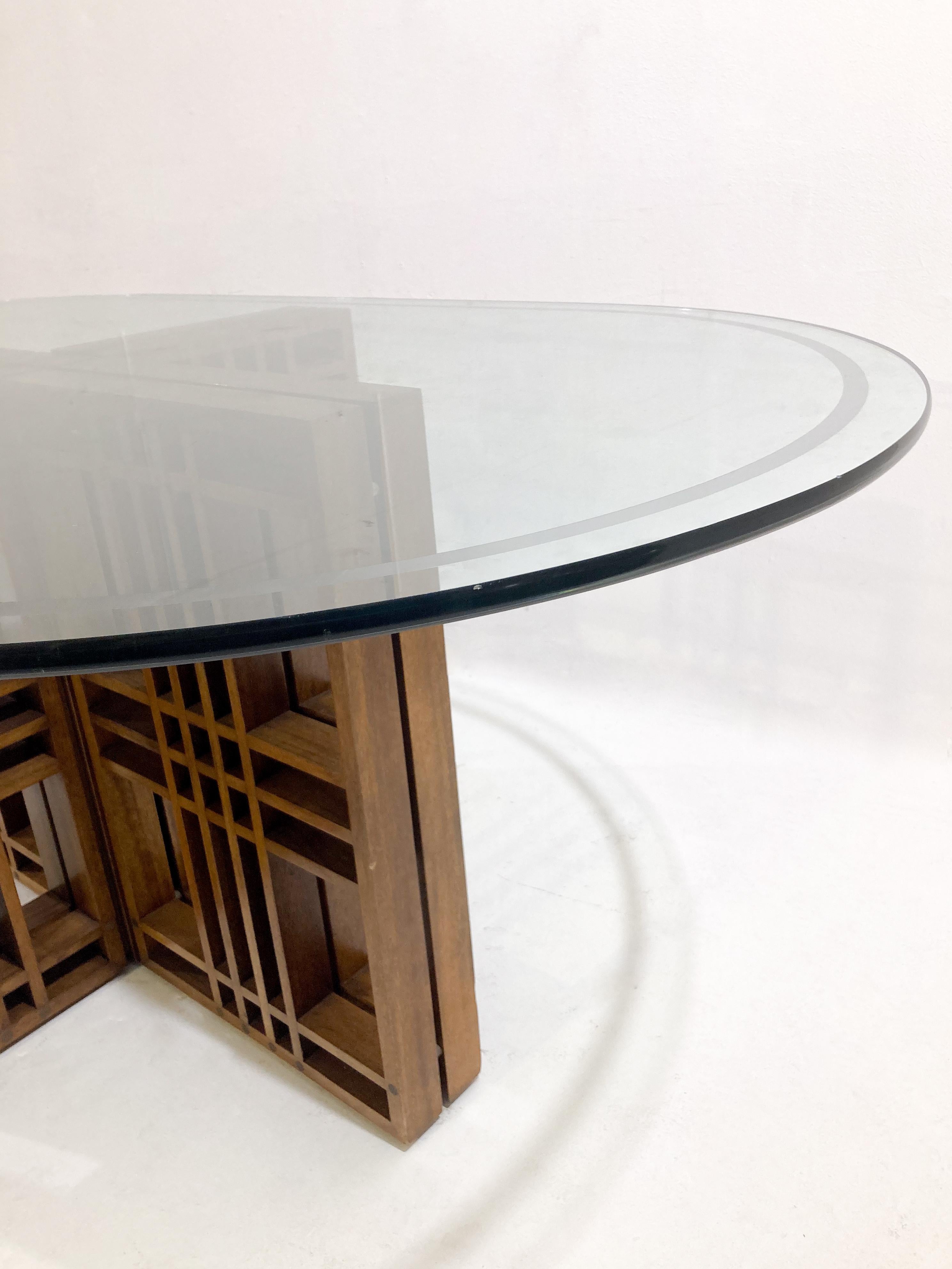 Mid-Century Modern Italian Dining Table, Wood and Glass, 1960s For Sale 2