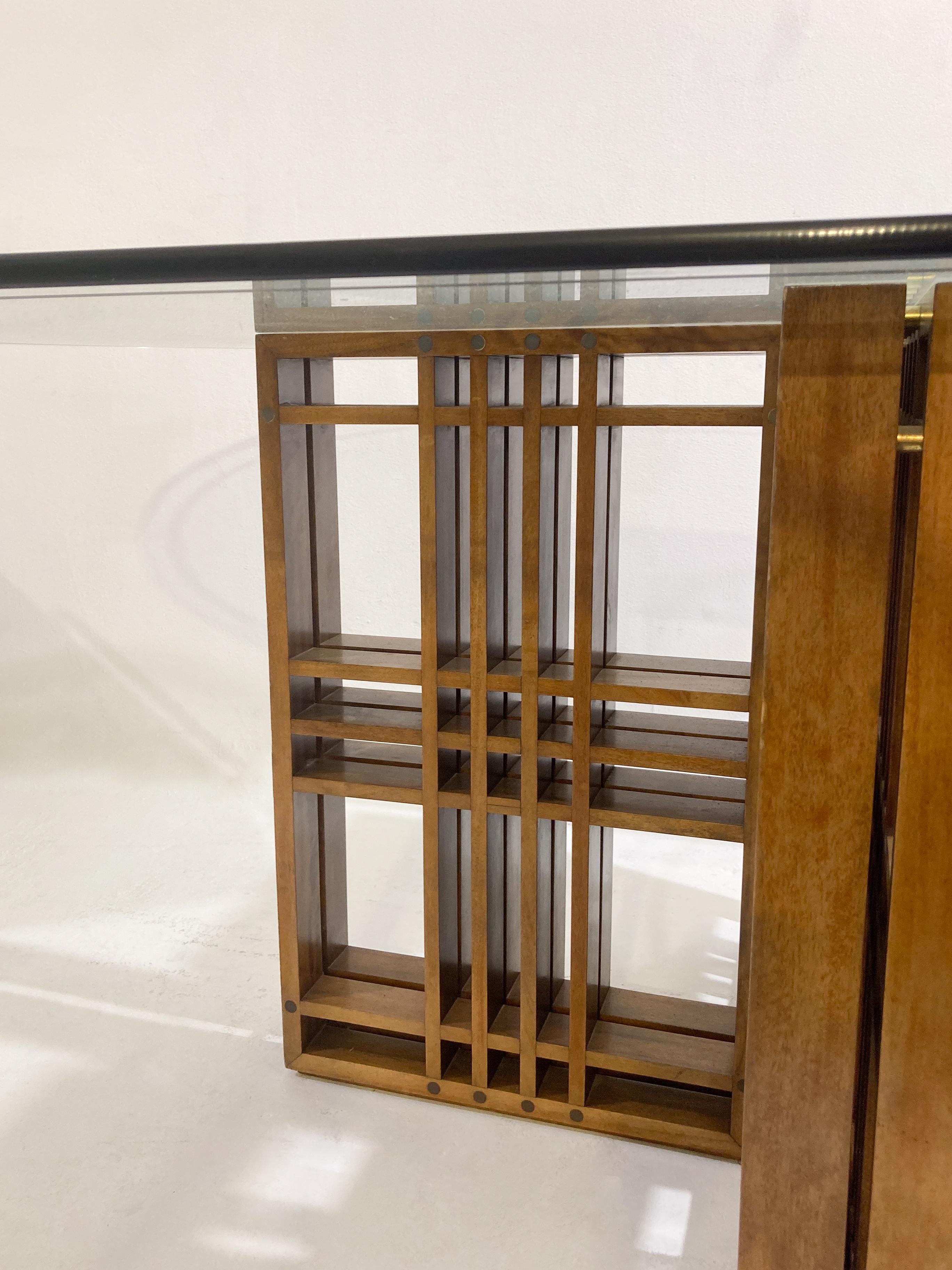 Mid-Century Modern Italian Dining Table, Wood and Glass, 1960s For Sale 5