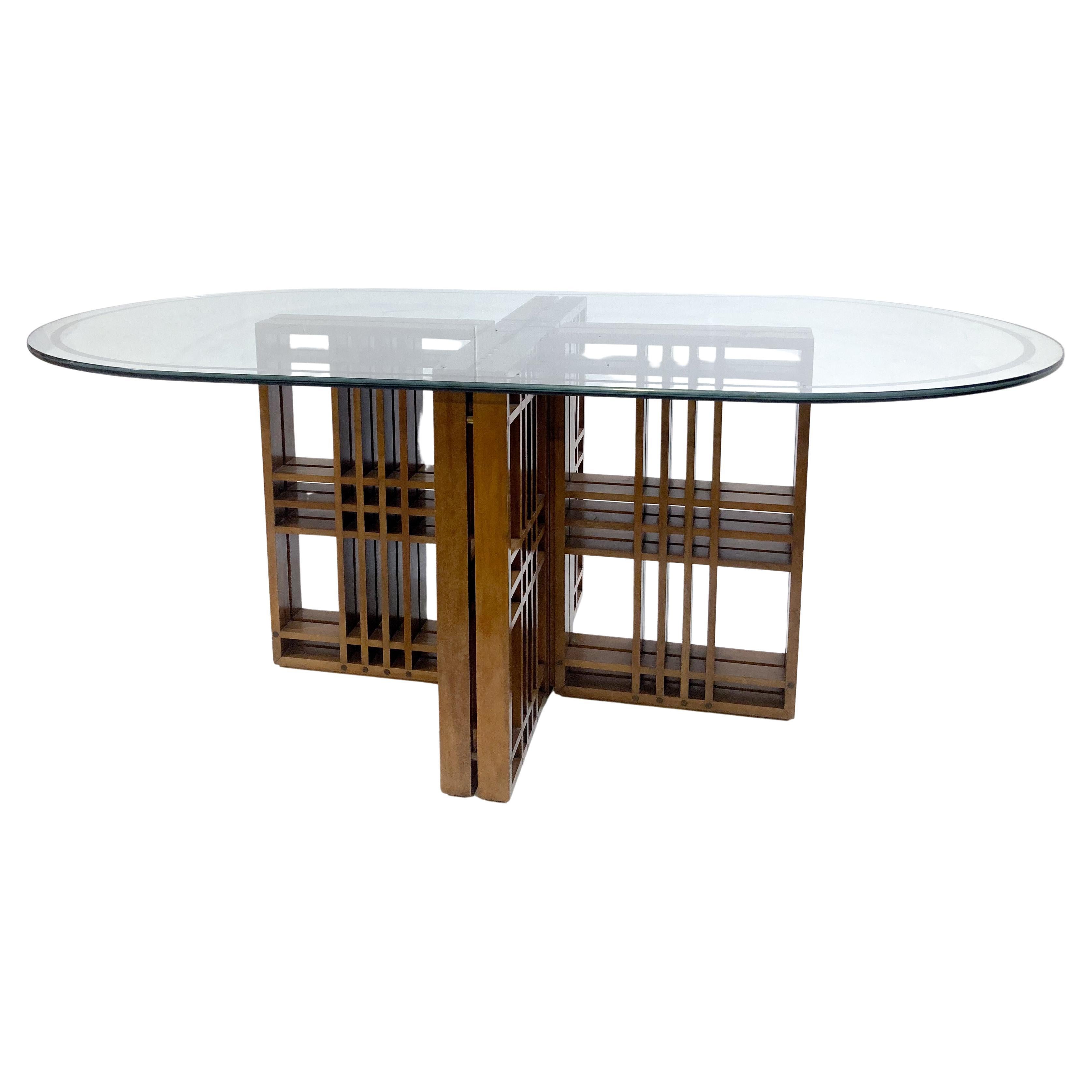 Mid-Century Modern Italian Dining Table, Wood and Glass, 1960s For Sale