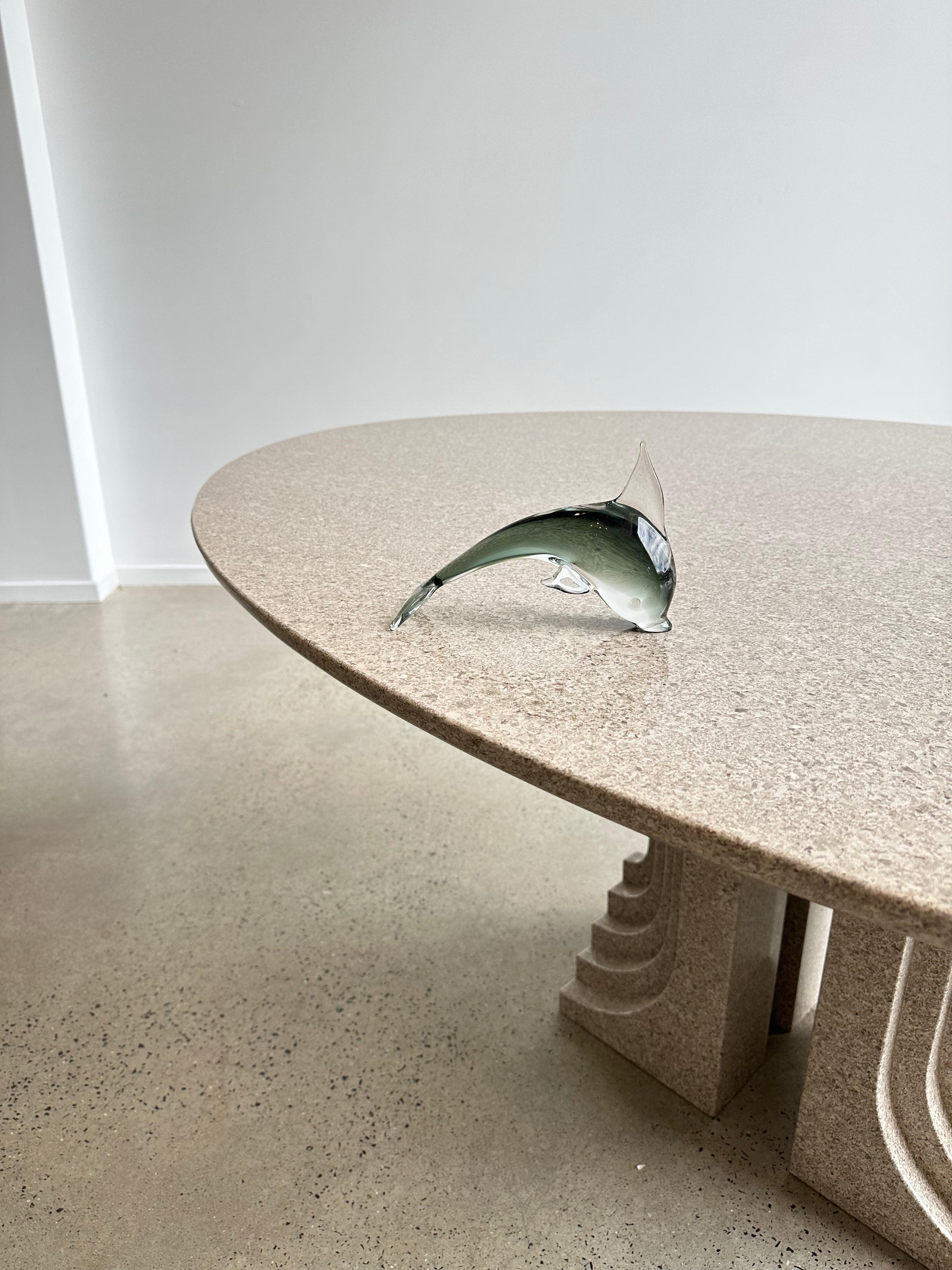 Mid-Century Modern Italian Dolphin Sculpture in Green Black Murano Glass, 1960s In Excellent Condition For Sale In Byron Bay, NSW