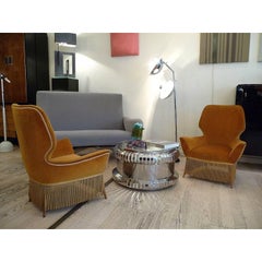 Mid-Century Modern Italian Easy Low Armchairs Designed by Luigi Saita, 1940s