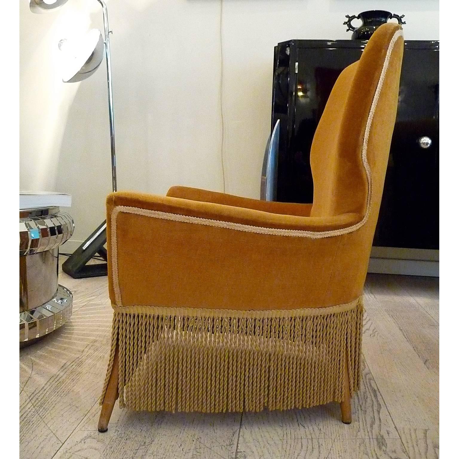 Mid-Century Modern Italian Easy Low Armchairs Designed by Luigi Saita, 1940s 2