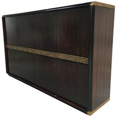 Mid-Century Modern Italian Ebony and Bronze Wardrobe by Luciano Frigerio, 1970s