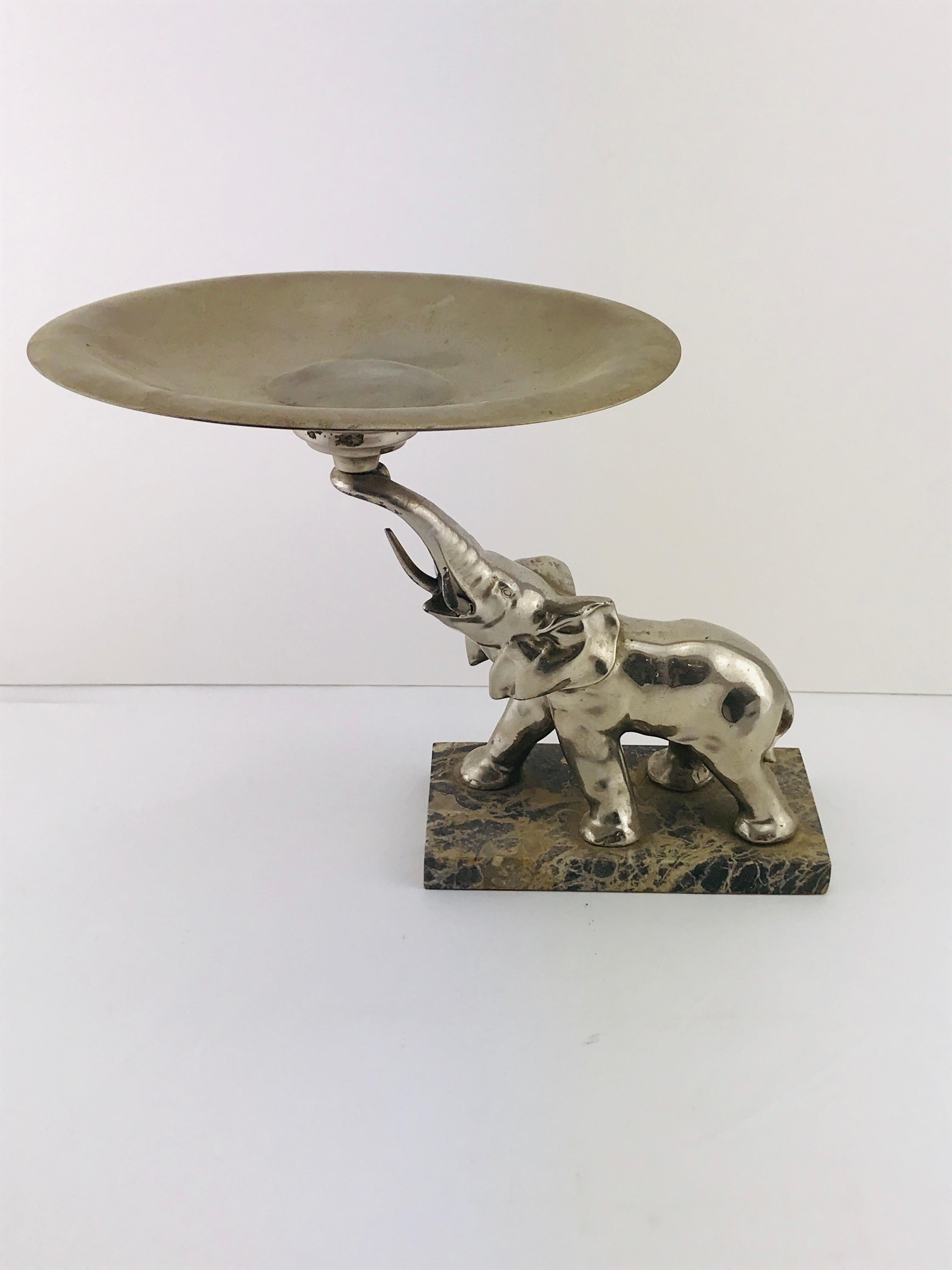 Mid-Century Modern Italian Elephant Sculpture Silver Plated and Marble, 1960s For Sale 6
