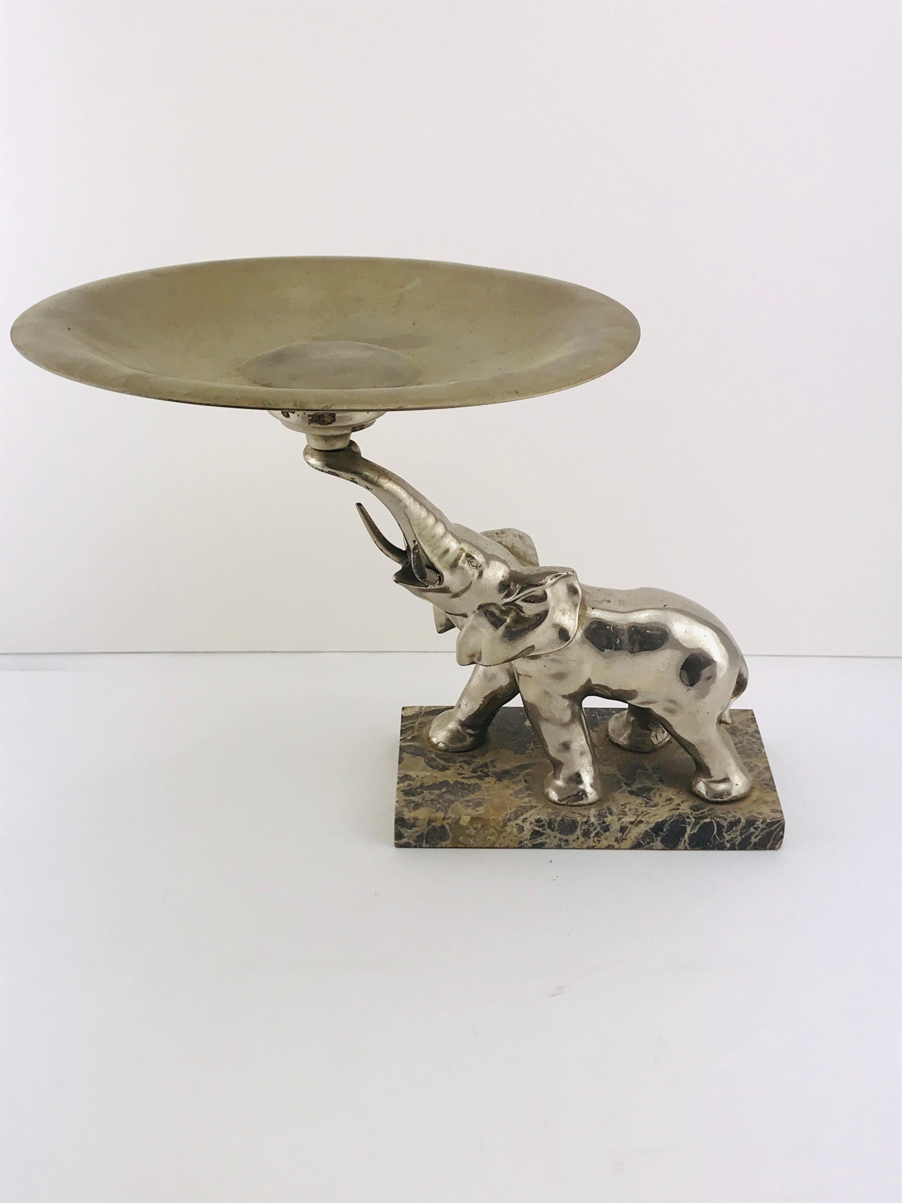 Mid-Century Modern Italian Elephant Sculpture Silver Plated and Marble, 1960s For Sale 8