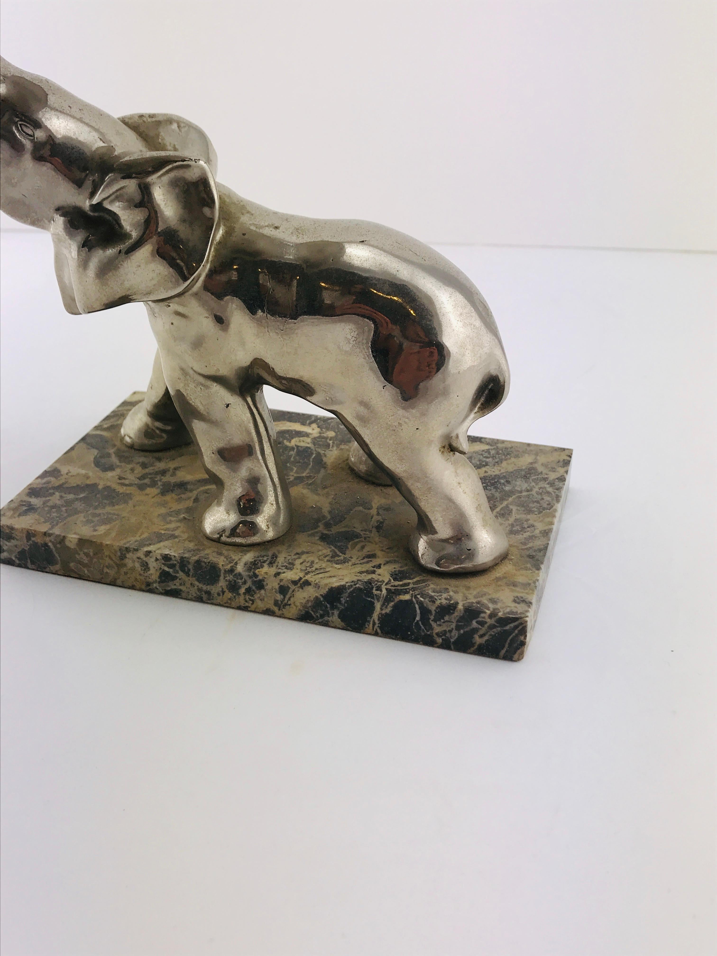 Mid-Century Modern Italian Elephant Sculpture Silver Plated and Marble, 1960s For Sale 10