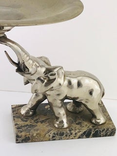 Mid-Century Modern Italian Elephant Sculpture Silver Plated and Marble, 1960s