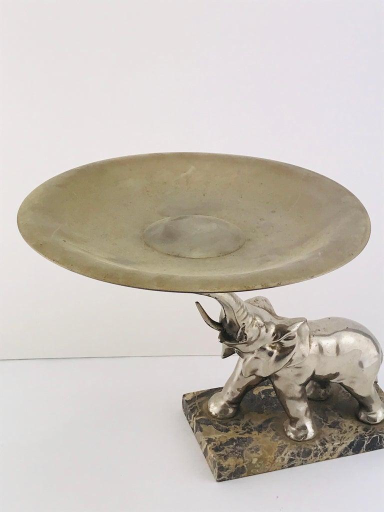 Mid-Century moderno Elefante scultura italiana di metà secolo placcato in argento e marmo, anni '60 in vendita