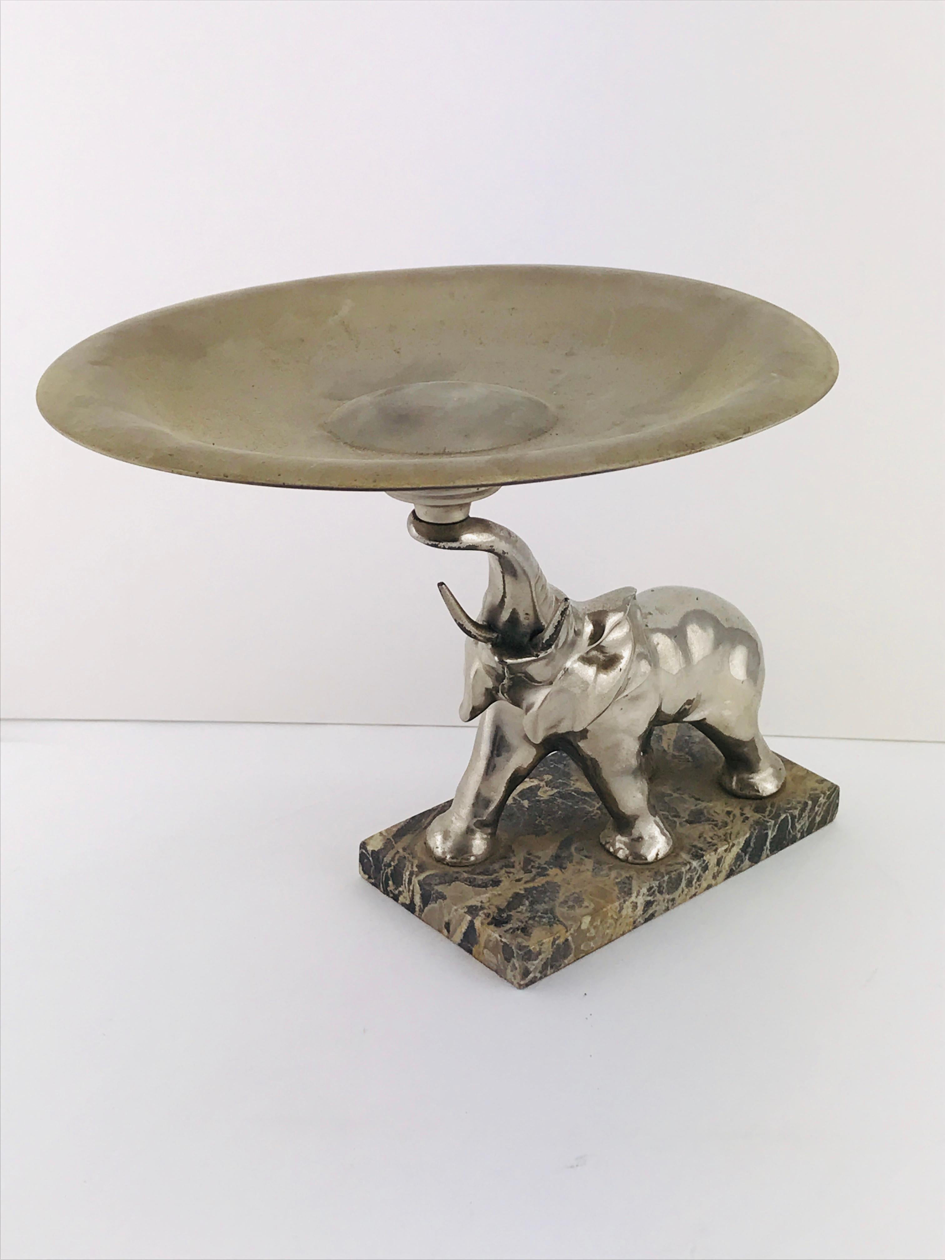 Mid-Century Modern Italian Elephant Sculpture Silver Plated and Marble, 1960s For Sale 1