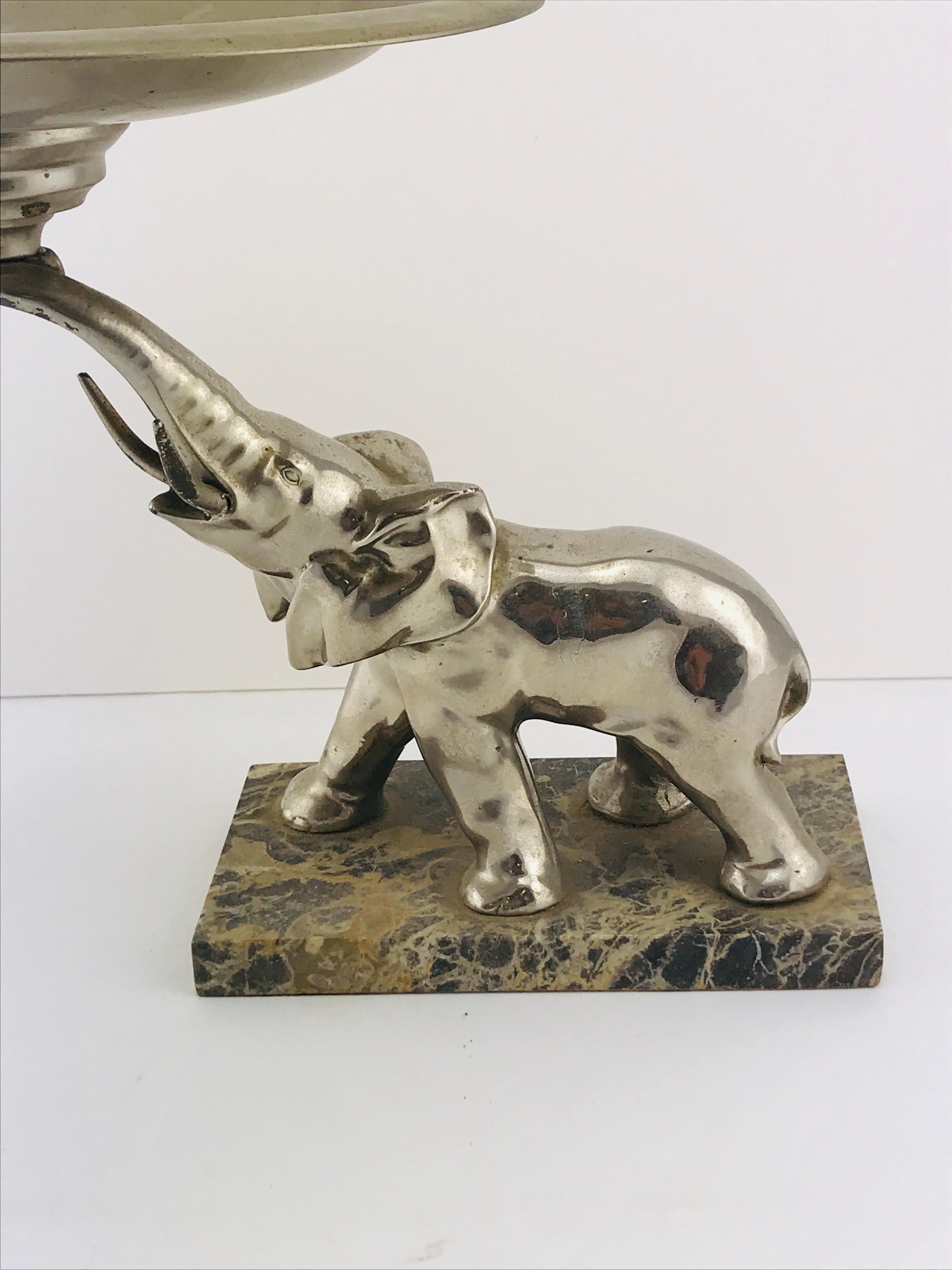 Mid-Century Modern Italian Elephant Sculpture Silver Plated and Marble, 1960s For Sale 4