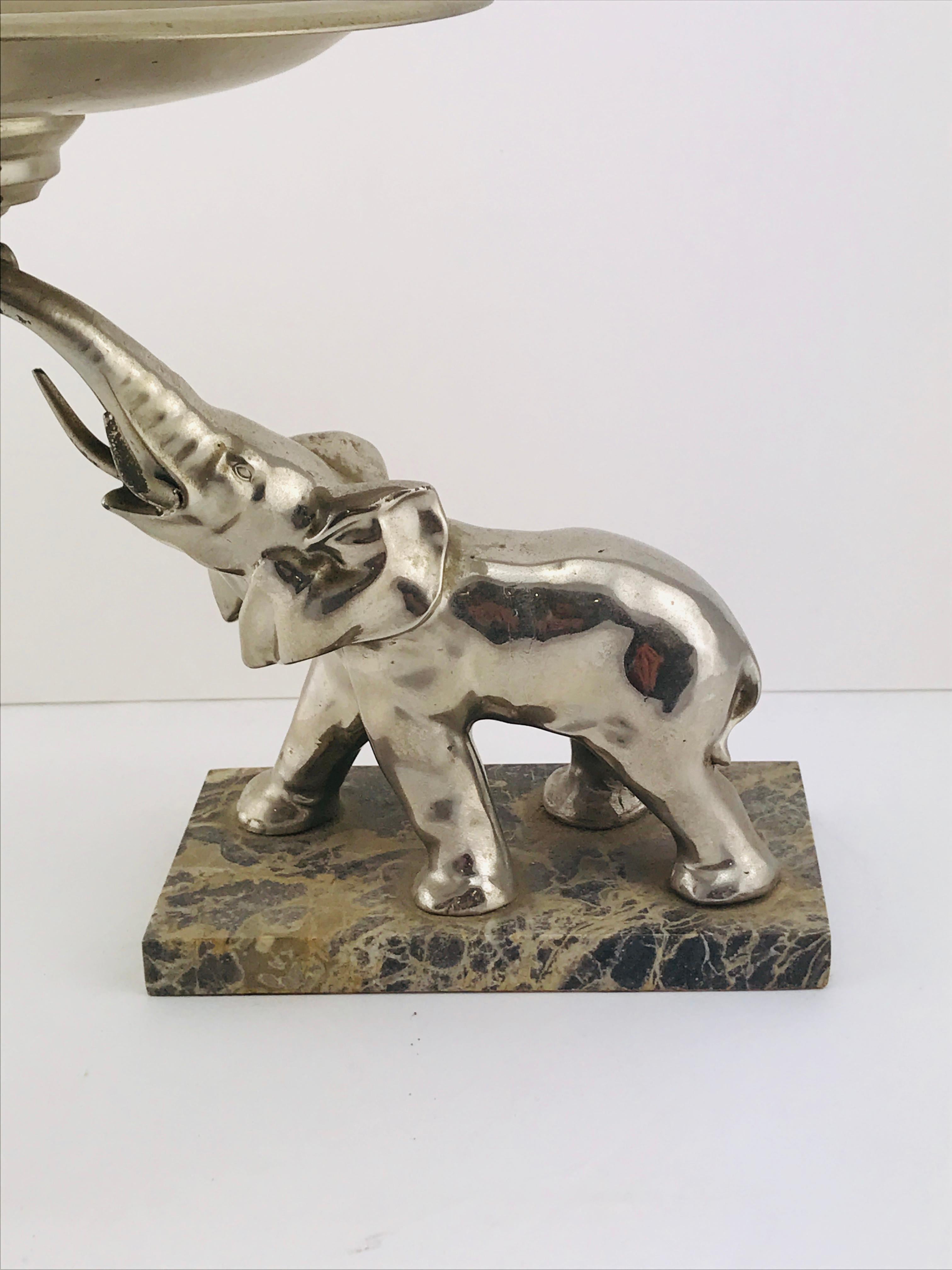 Mid-Century Modern Italian Elephant Sculpture Silver Plated and Marble, 1960s For Sale 5