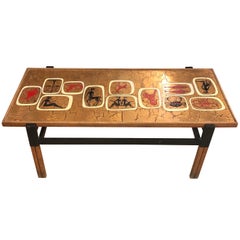 Mid-Century Modern Italian Enameled Zodiac Coffee Table, circa 1970