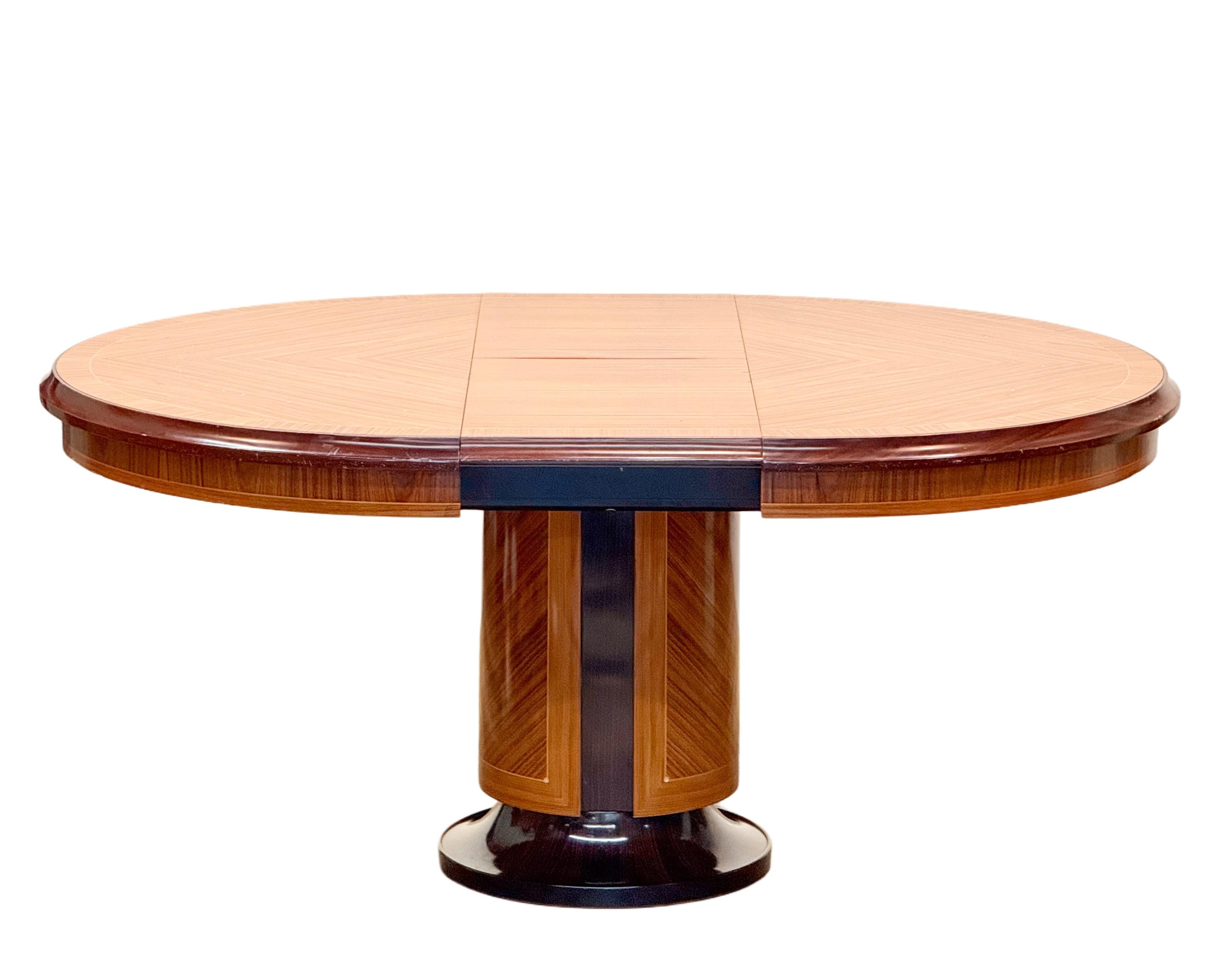 Table de salle à manger italienne extensible en ébène de Macassar, mi-siècle moderne Bon état - En vente à Tonbridge, Kent