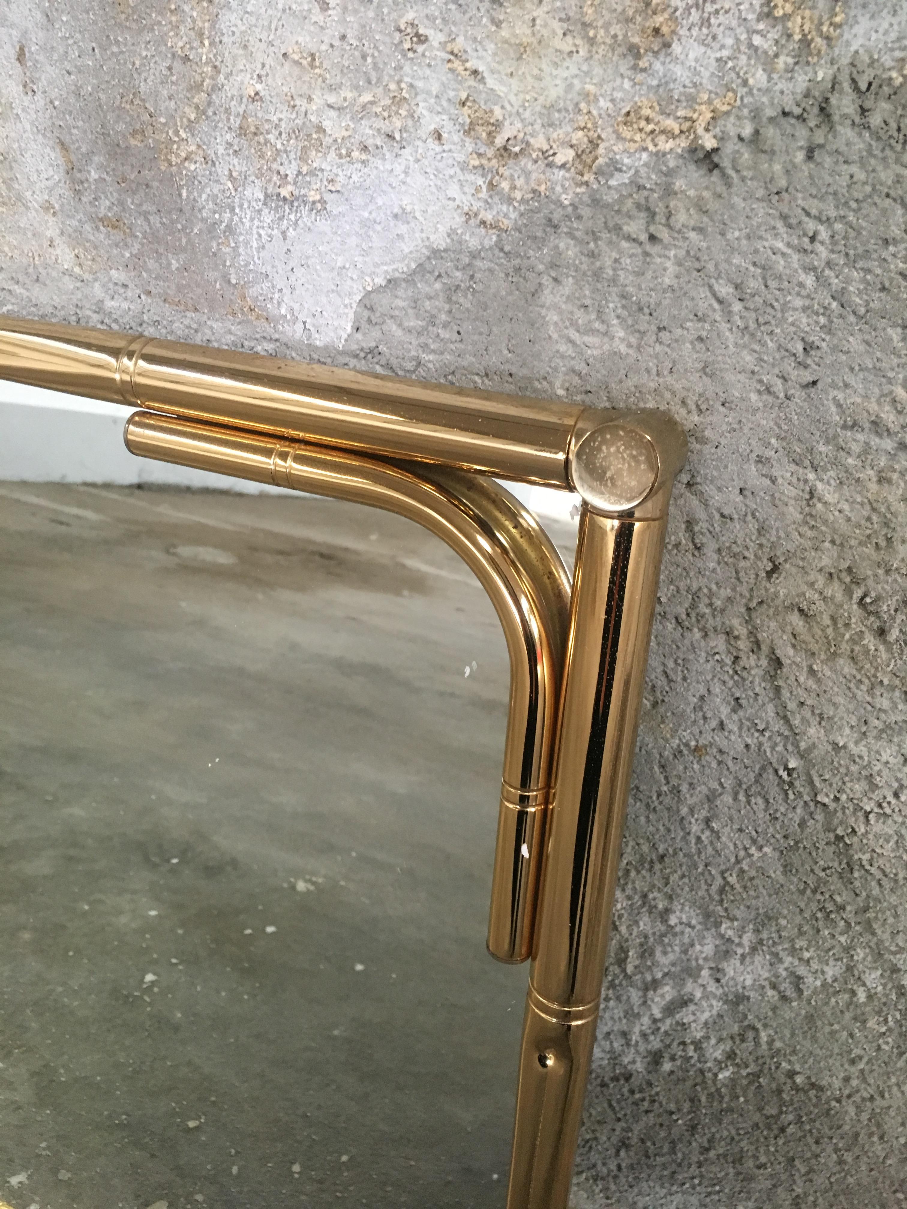Mid-Century Modern Italian Faux Bamboo Brass Mirror, 1970s 1