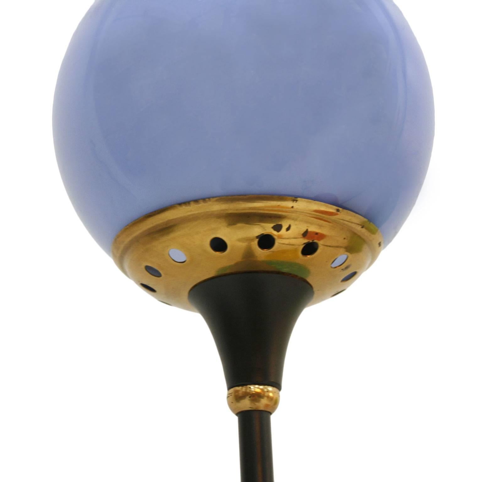 Hand-Carved Mid-Century Italian Coloured shades Floor Lamp, Designed by Stilnovo. 1950s