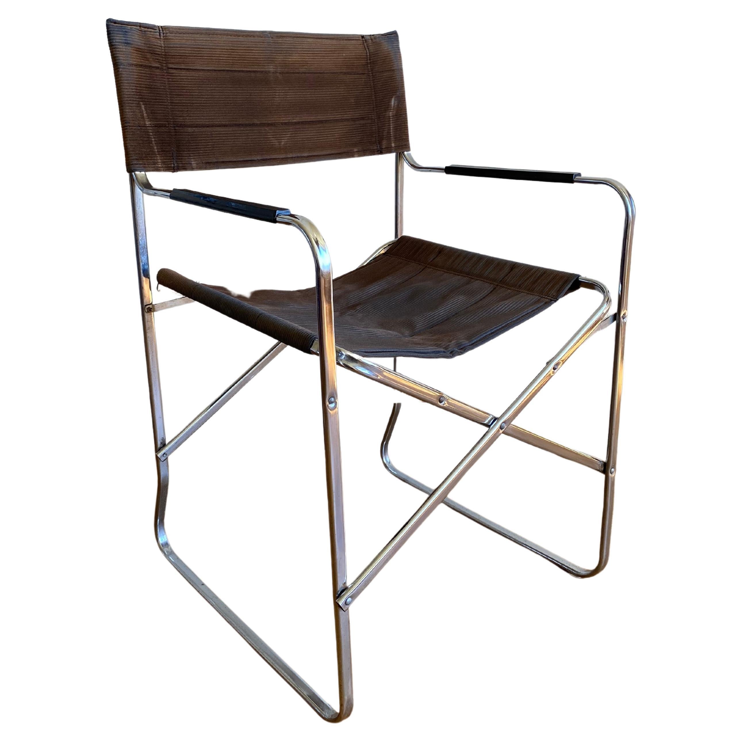 Mid-Century Modern Italian Folding Chair in Style of the Gae Aulenti April Chair For Sale