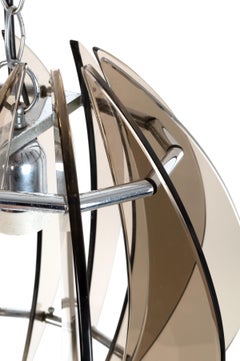Mid-Century Modern Italian Fontana Arte Style Smoked Glass Pendant Light
