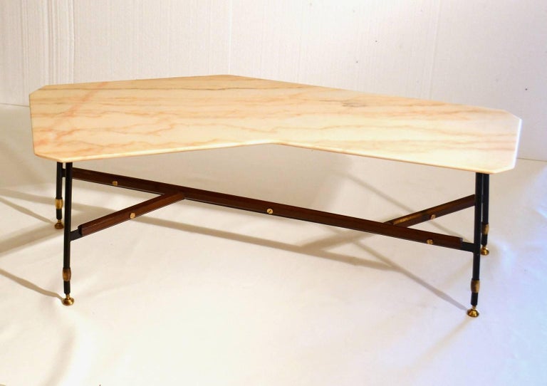 Italian Coffee Table Marble Top On Metal Frame For Sale At 1stdibs