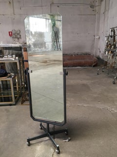 Mid-Century Modern Italian Freestanding Full Length Mirror on Wheels, 1970s