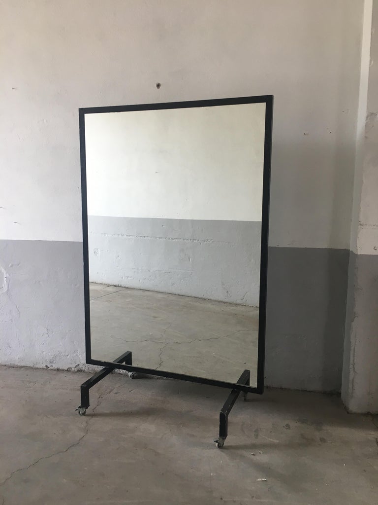 MidCentury Modern Italian Full Length Free Standing Mirror on Wheels