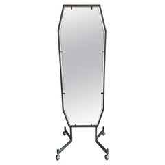 Mid-Century Modern Italian Full Length Mirror on Wheels 1970s