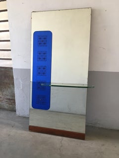 Mid-Century Modern Italian Full Length Wall Mirror with Shelf from 1960s