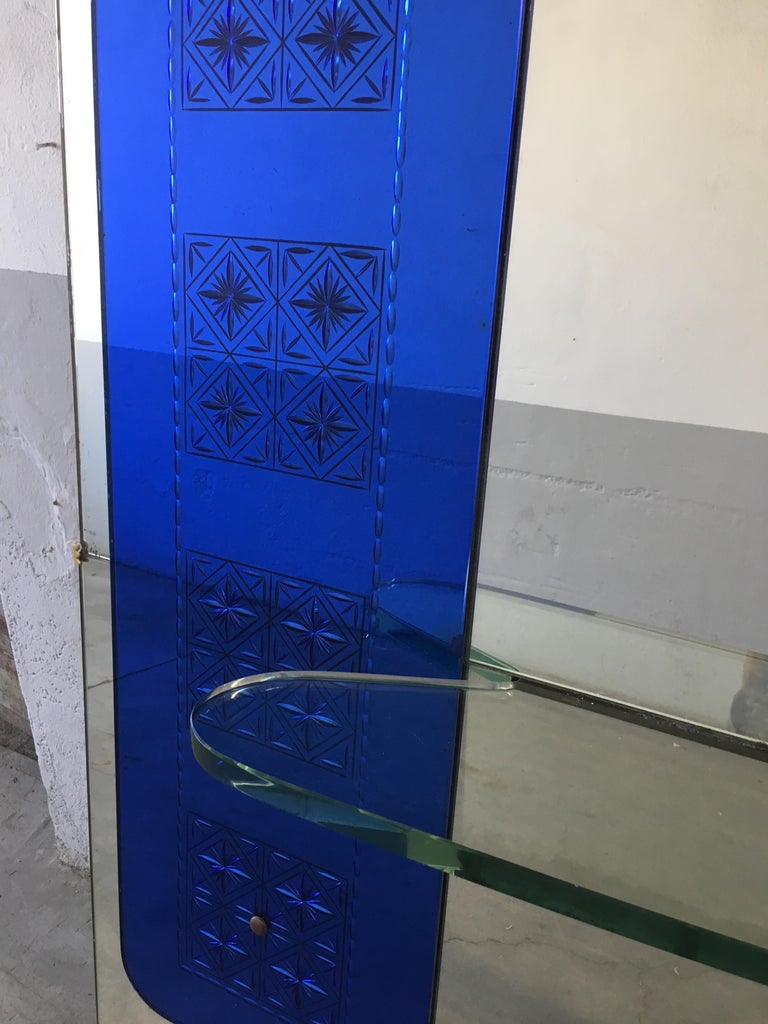 MidCentury Modern Italian Full Length Wall Mirror with Shelf from