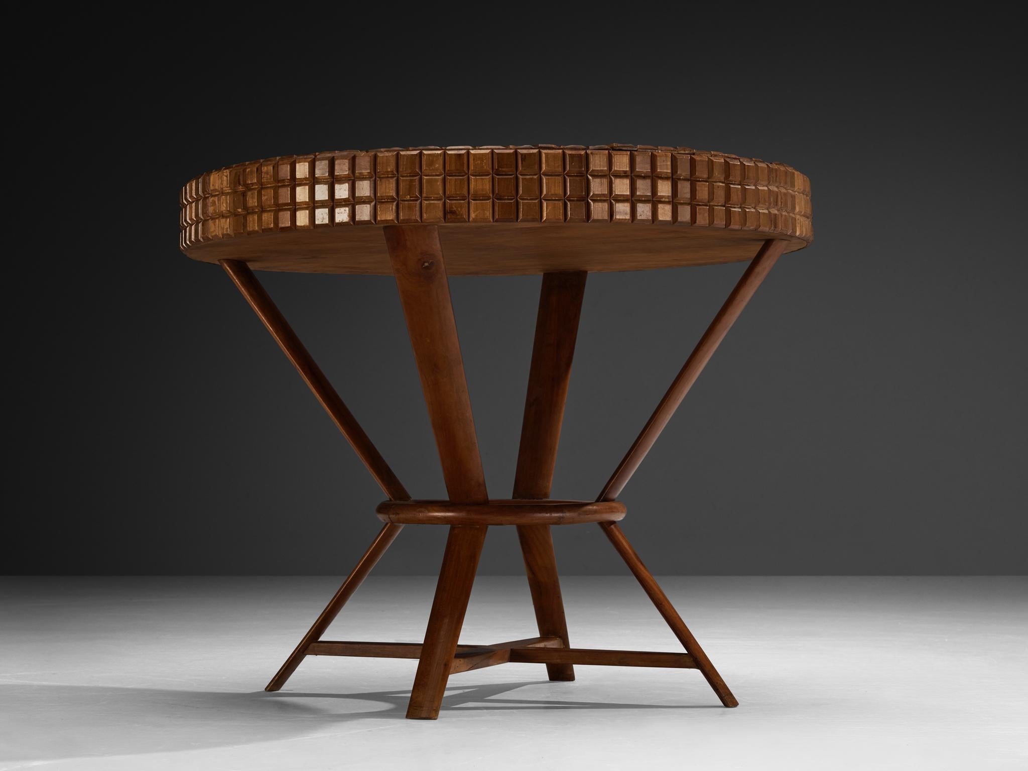 Table de jeu italienne moderne du milieu du siècle dernier avec surface graphique en cerisier en vente 4