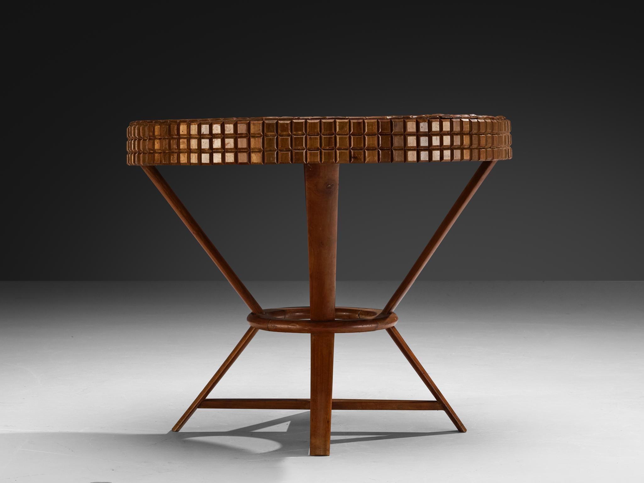 Table de jeu italienne moderne du milieu du siècle dernier avec surface graphique en cerisier en vente 6