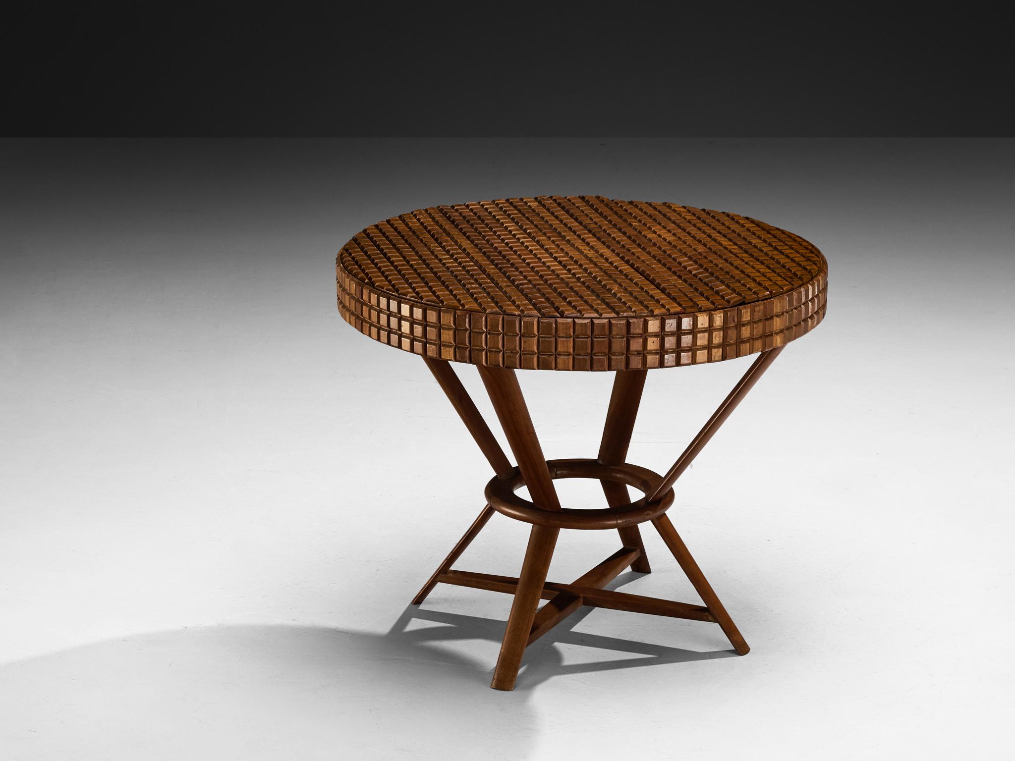 Table de jeu italienne moderne du milieu du siècle dernier avec surface graphique en cerisier en vente 2