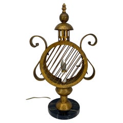 Mid-Century Modern Italian Gilded Brass Lantern Table Lamp