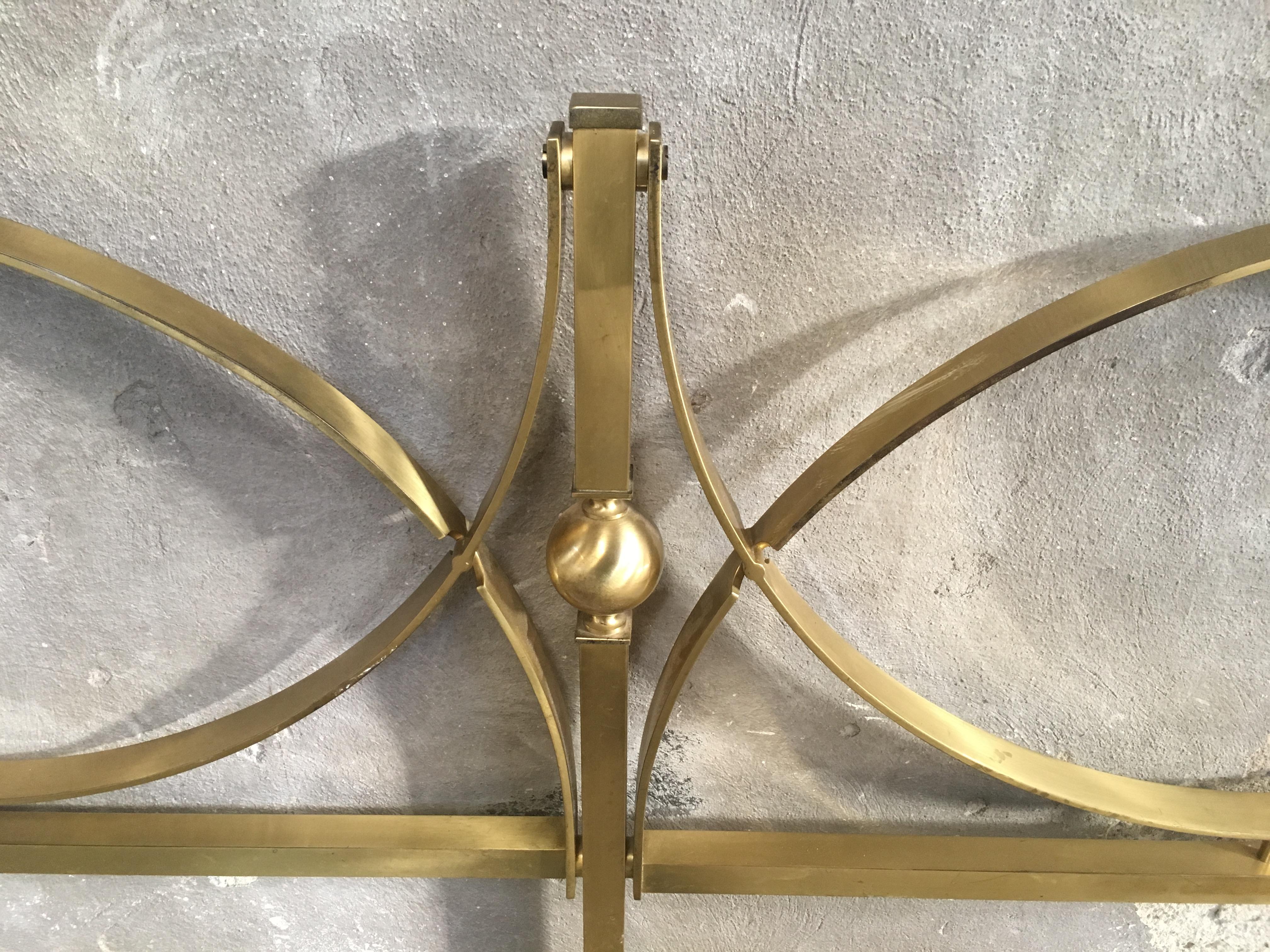 Mid-20th Century Mid-Century Modern Italian Gilt Brass Double Bed with Lacquered Metal Structure