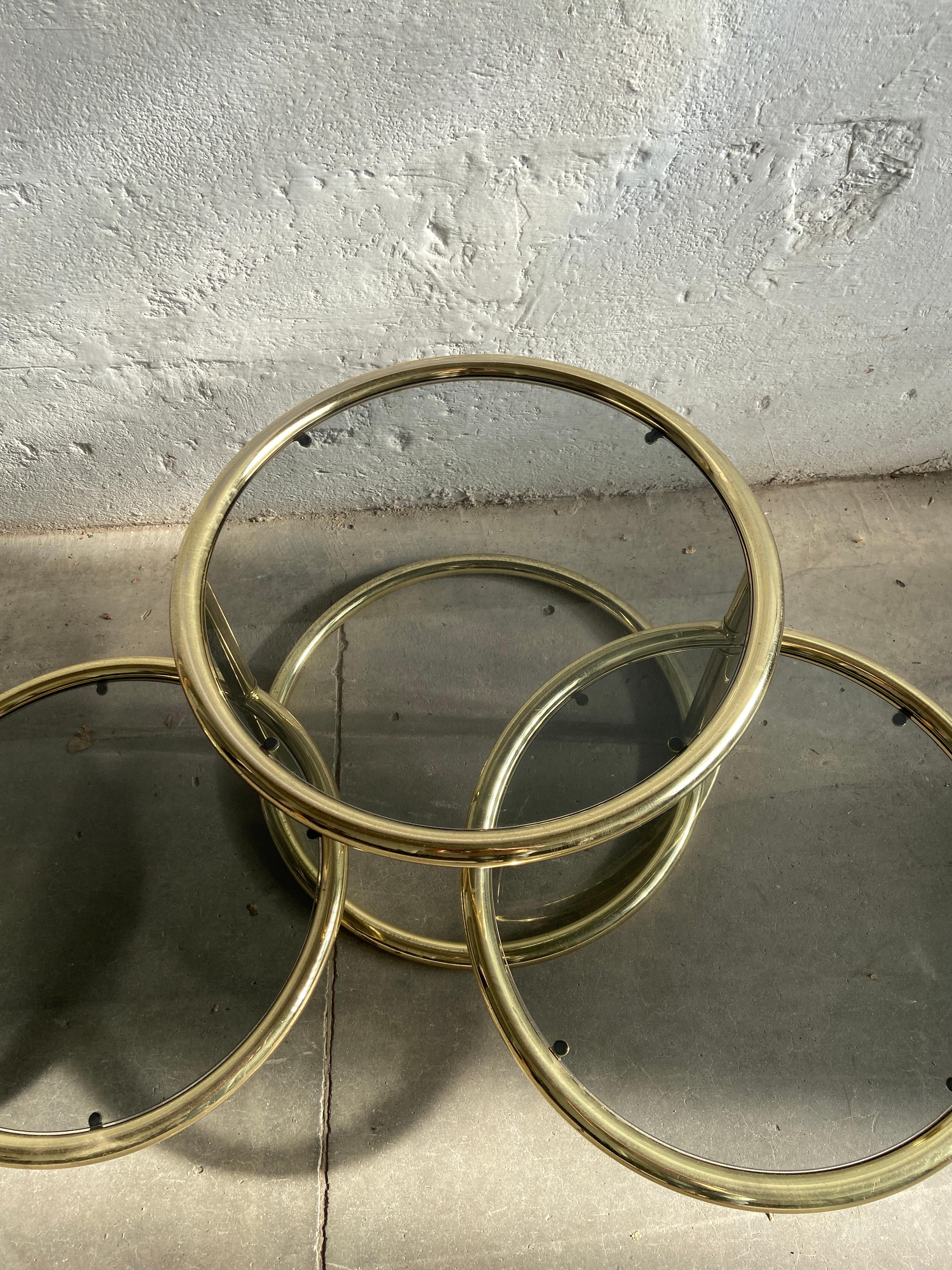 Mid-Century Modern Italian Gilt Metal Adjustable Coffee Table, 1970s 5