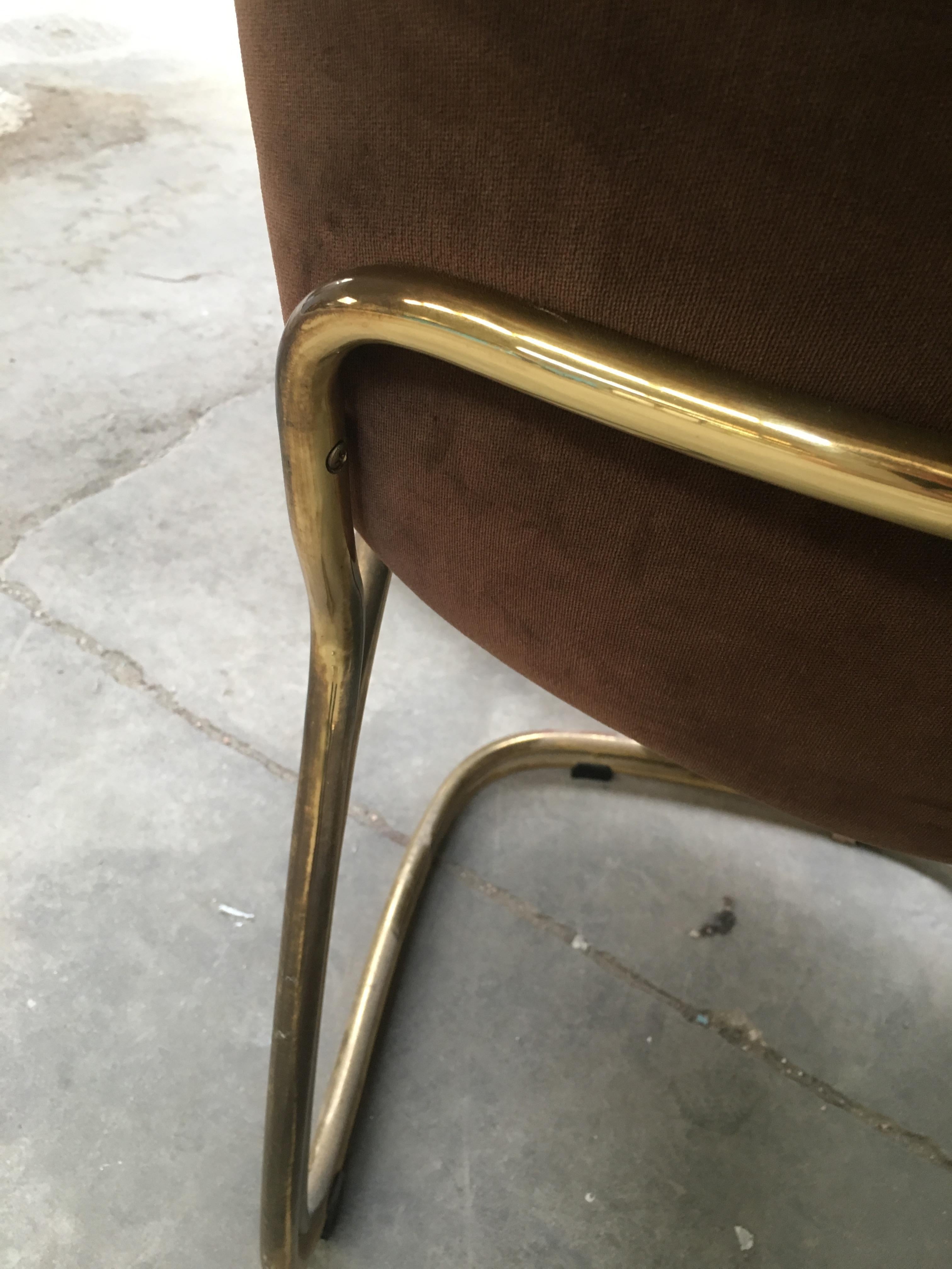 Mid-Century Modern Italian Gilt Metal and Velvet Chairs by Gastone Rinaldi 8