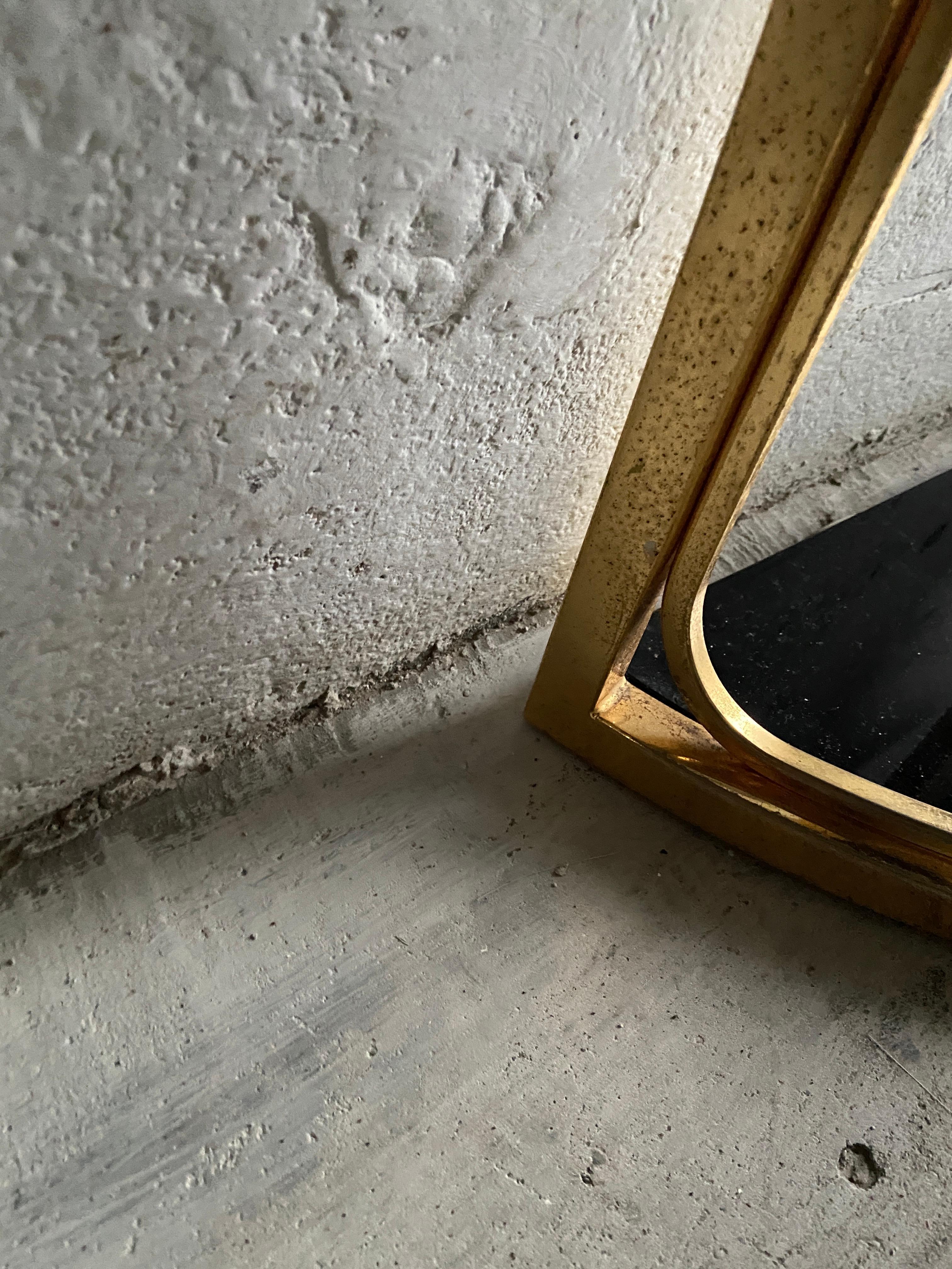 Mid-Century Modern Italian Gilt Metal Console Table with Black Glass, 1970s 6