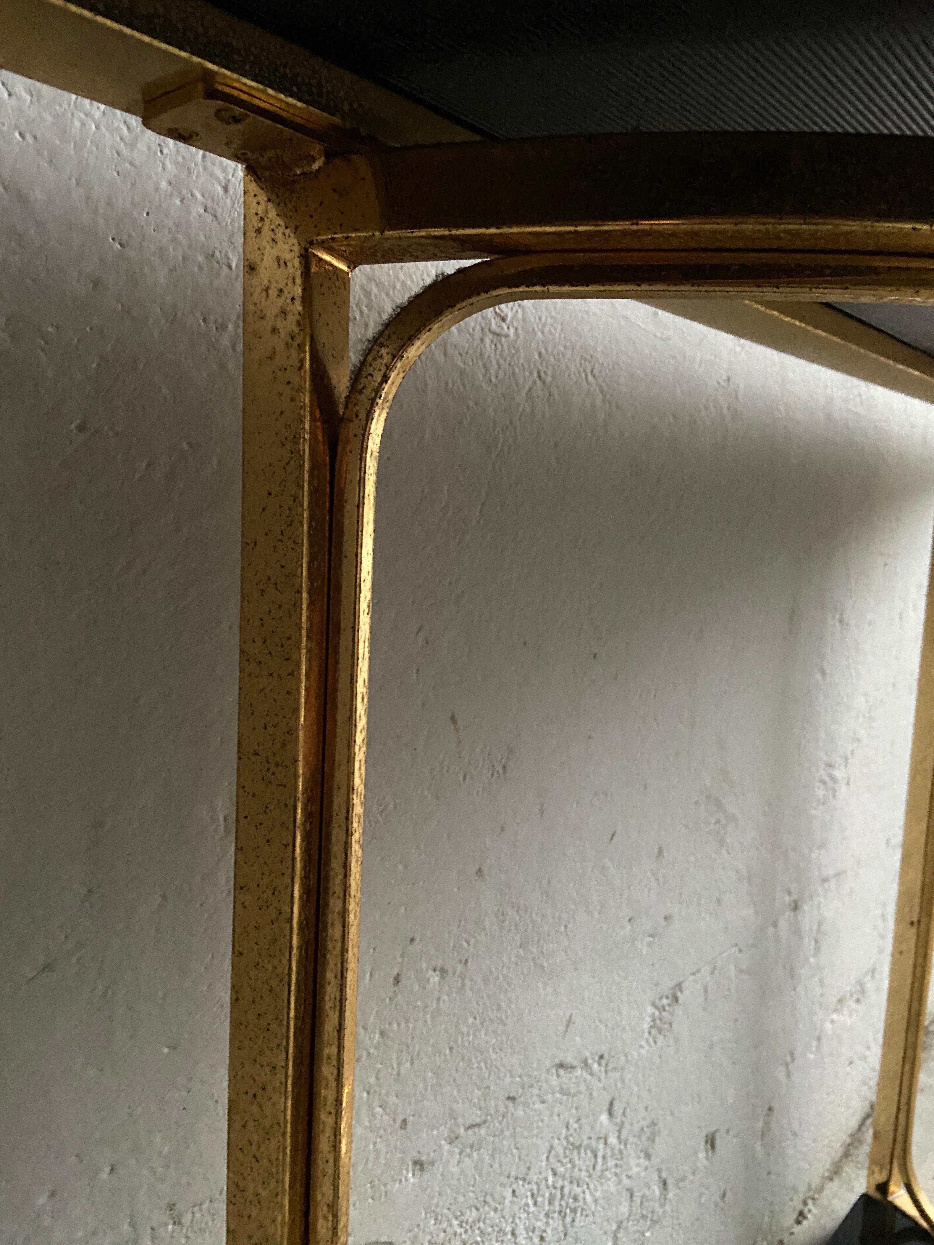 Mid-Century Modern Italian Gilt Metal Console Table with Black Glass, 1970s 8