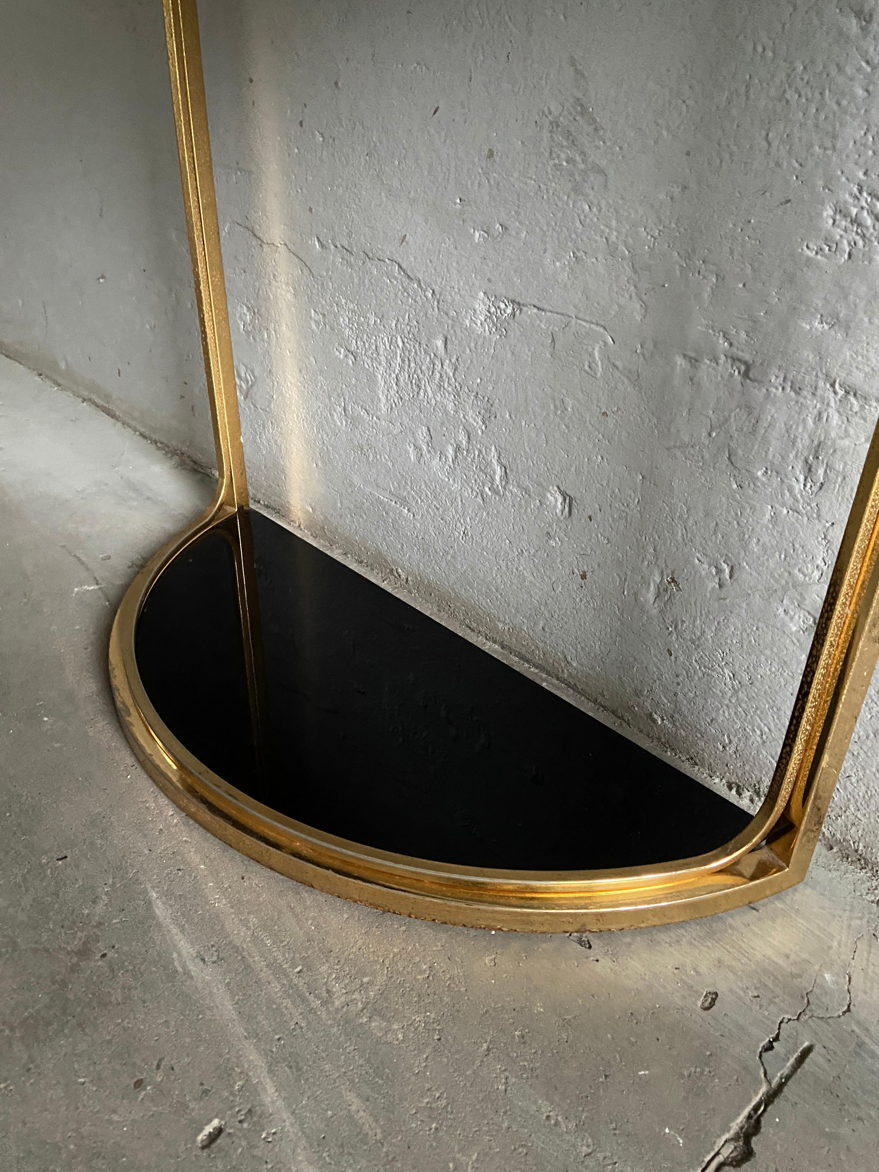 Mid-Century Modern Italian Gilt Metal Console Table with Black Glass, 1970s 2