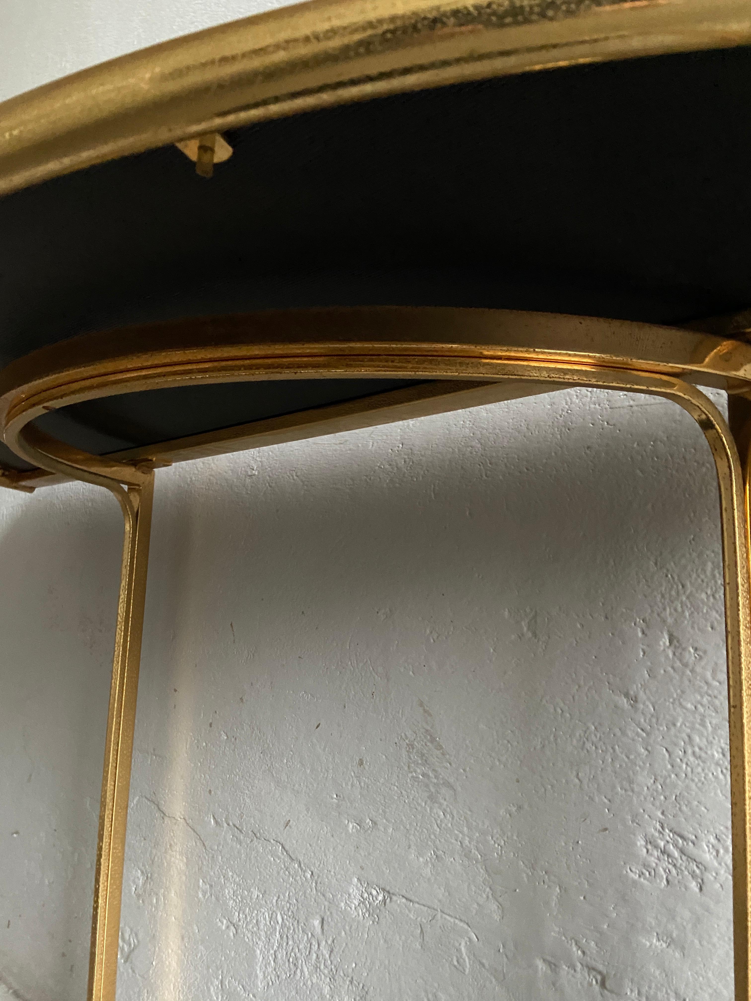 Mid-Century Modern Italian Gilt Metal Console Table with Black Glass, 1970s 3
