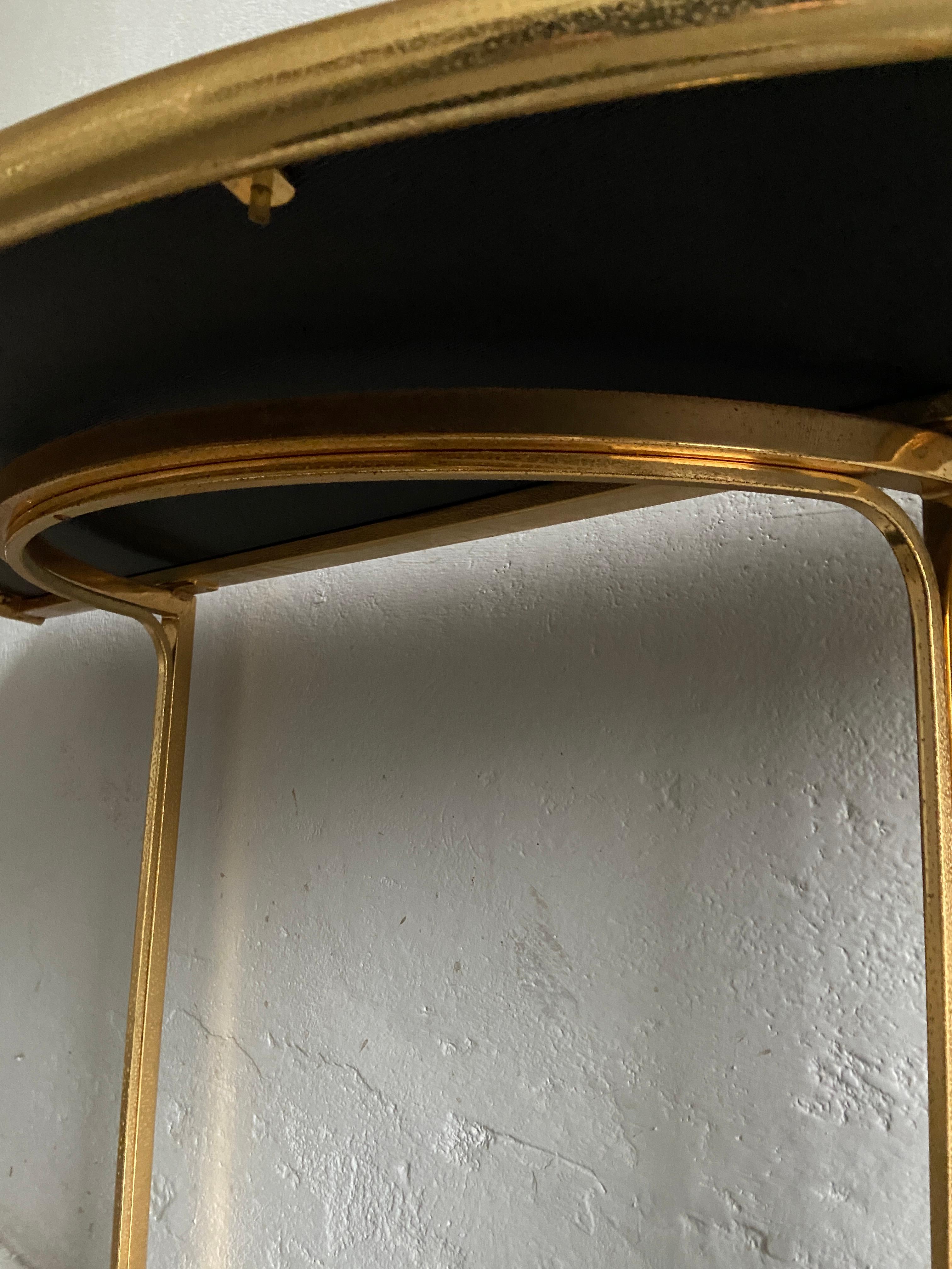 Mid-Century Modern Italian Gilt Metal Console Table with Black Glass Top, 1970s 8