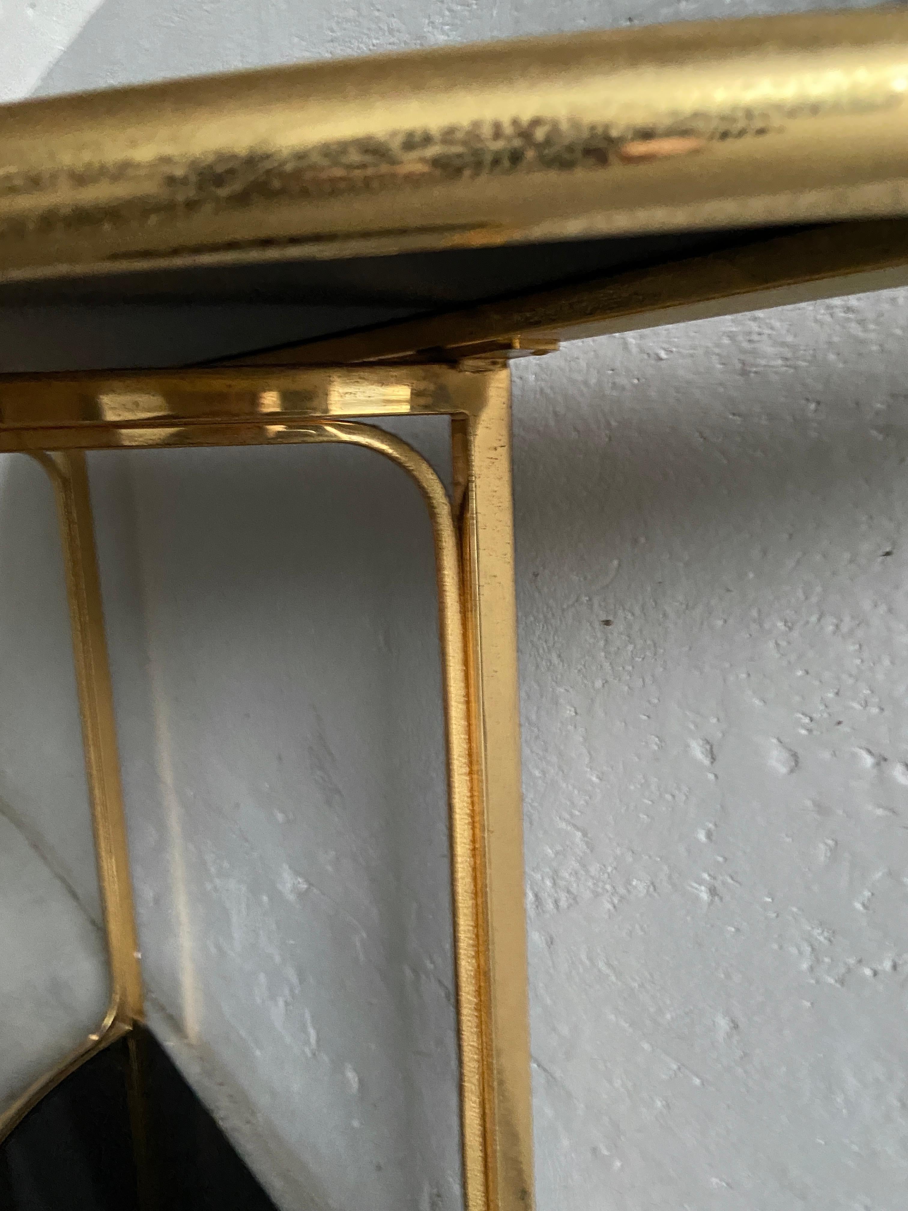 Mid-Century Modern Italian Gilt Metal Console Table with Black Glass Top, 1970s 3
