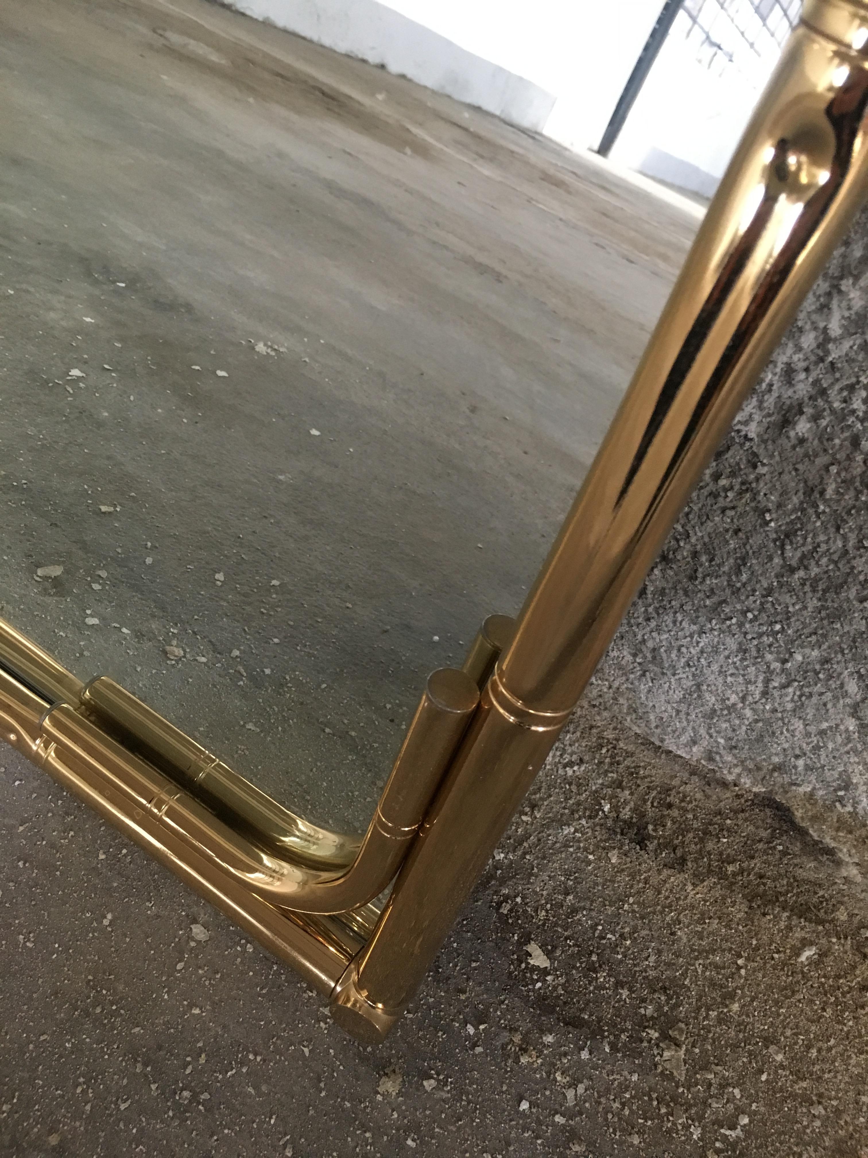 Mid-Century Modern Italian Gilt Metal Faux Bamboo Framed Mirror, 1970s 8
