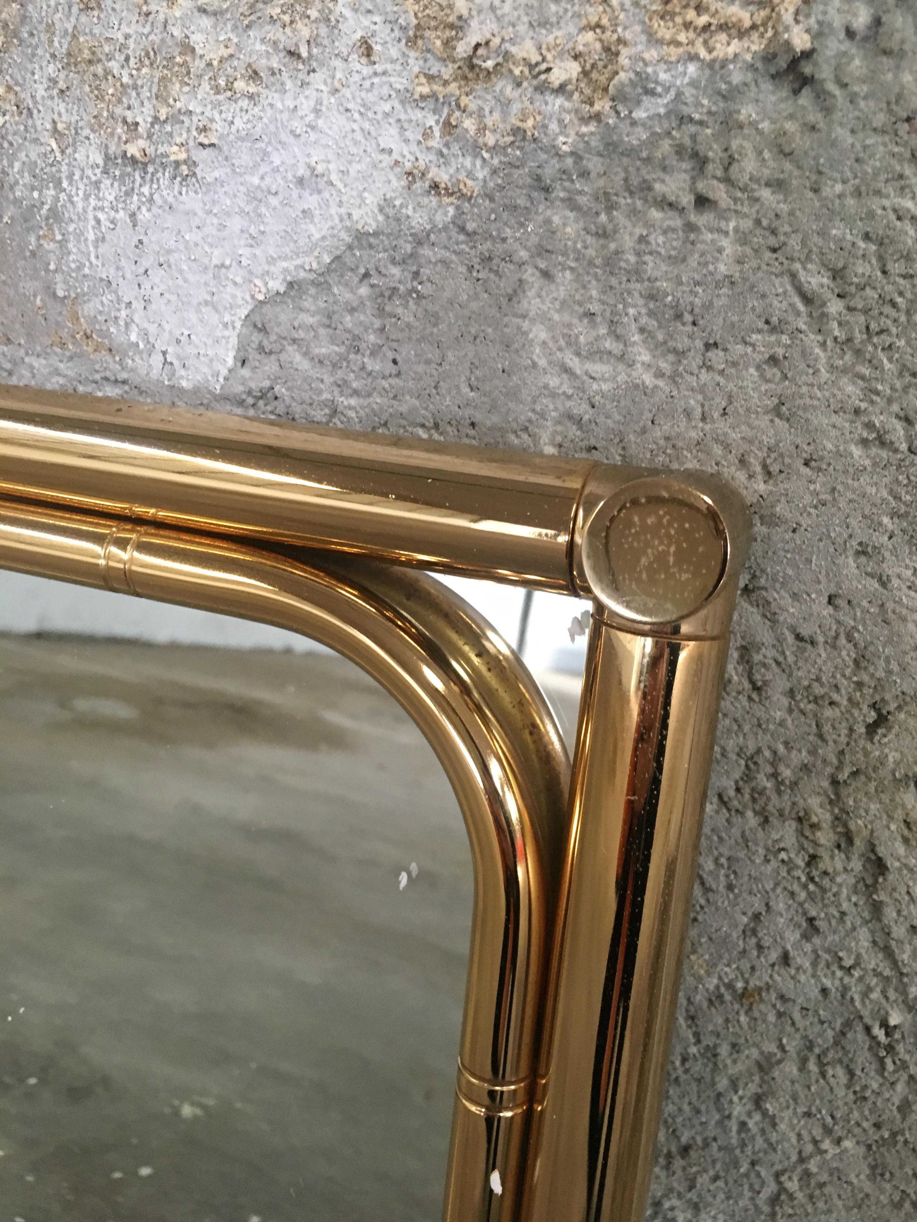Mid-Century Modern Italian Gilt Metal Faux Bamboo Framed Mirror, 1970s 2