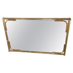 Mid-Century Modern Italian Gilt Metal Faux Bamboo Framed Mirror, 1970s