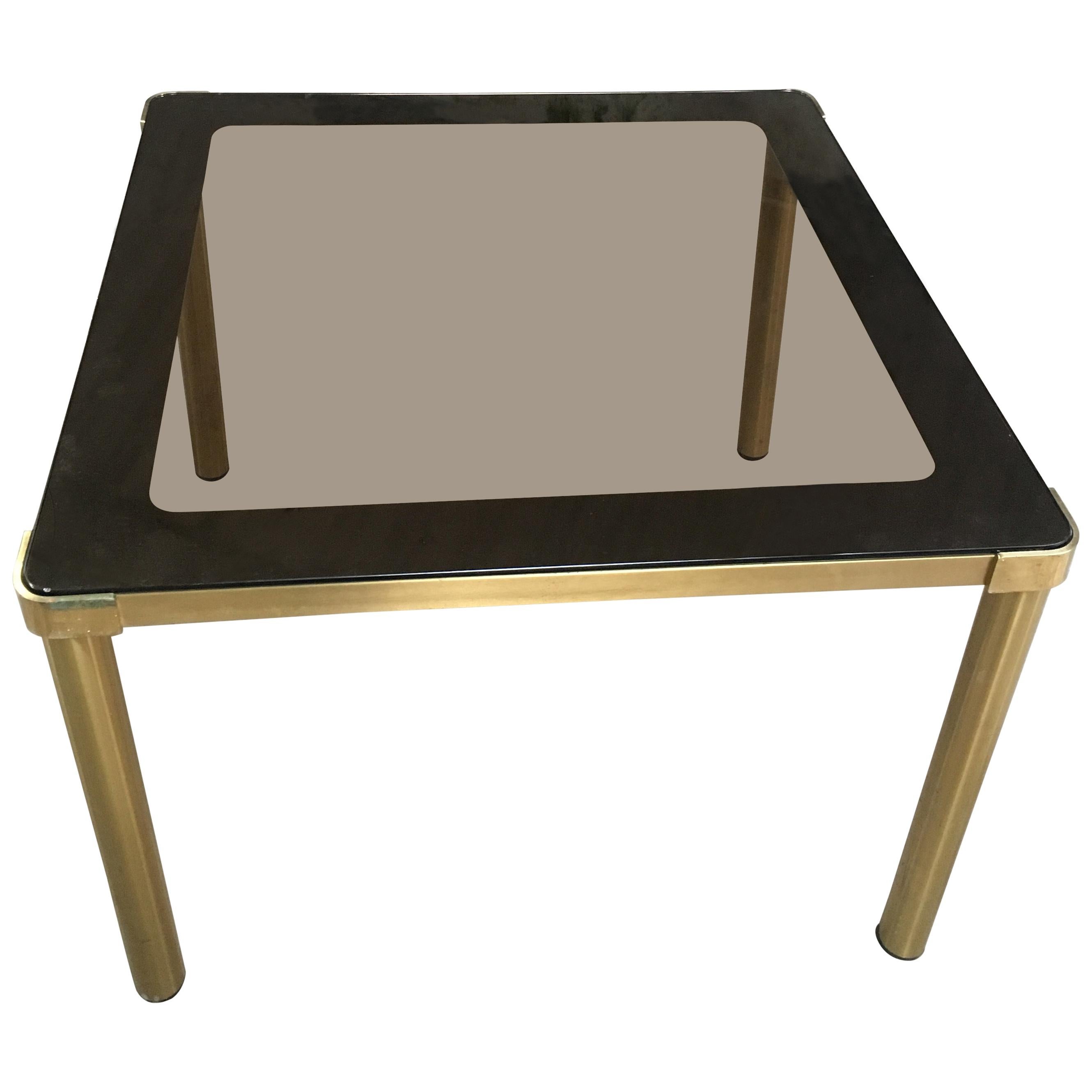 Gilt Metal Table and Gold Leaf Glass Top For Sale at 1stDibs