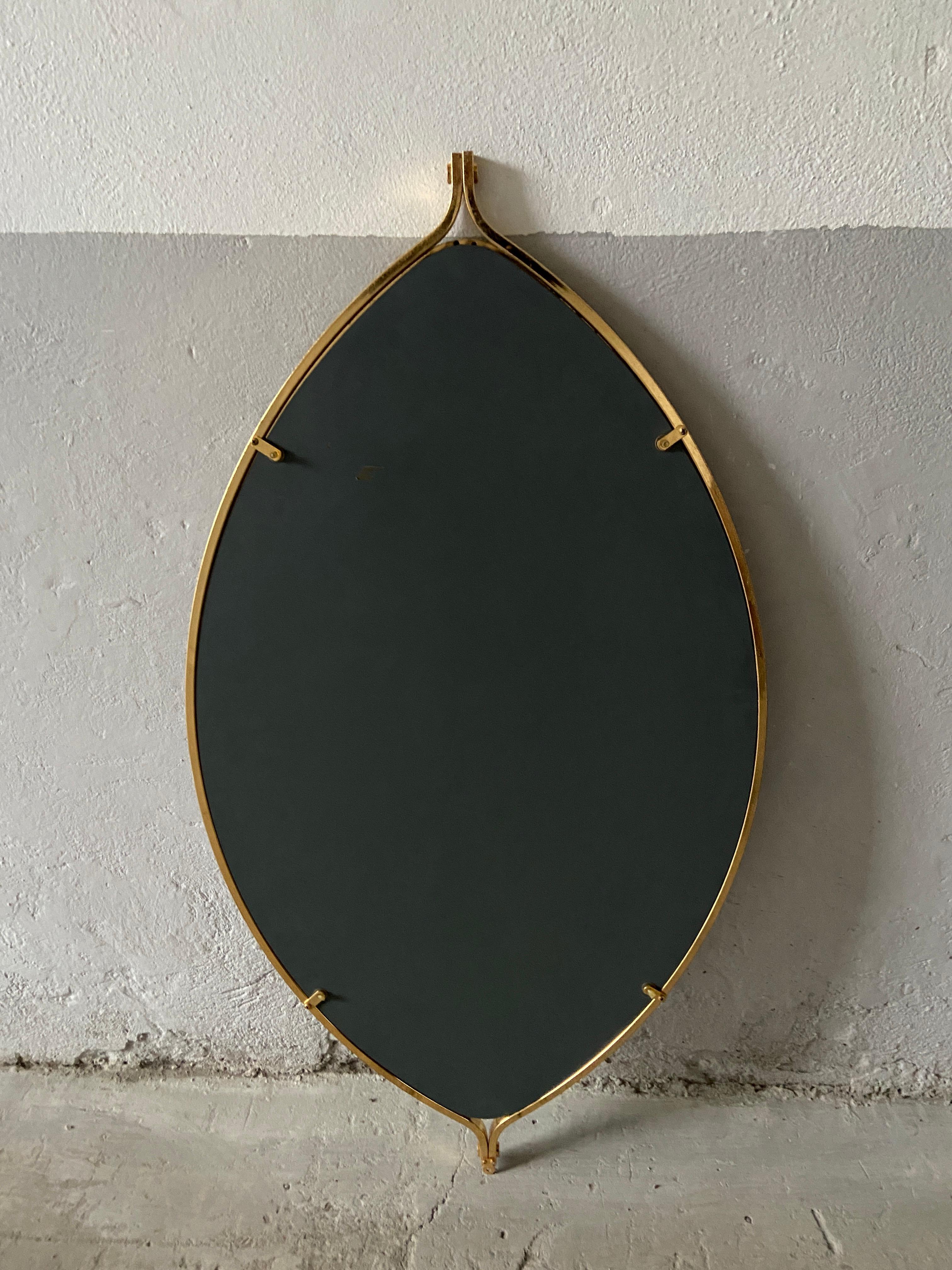 Late 20th Century Mid-Century Modern Italian Gilt Metal Wall Mirror, 1970s